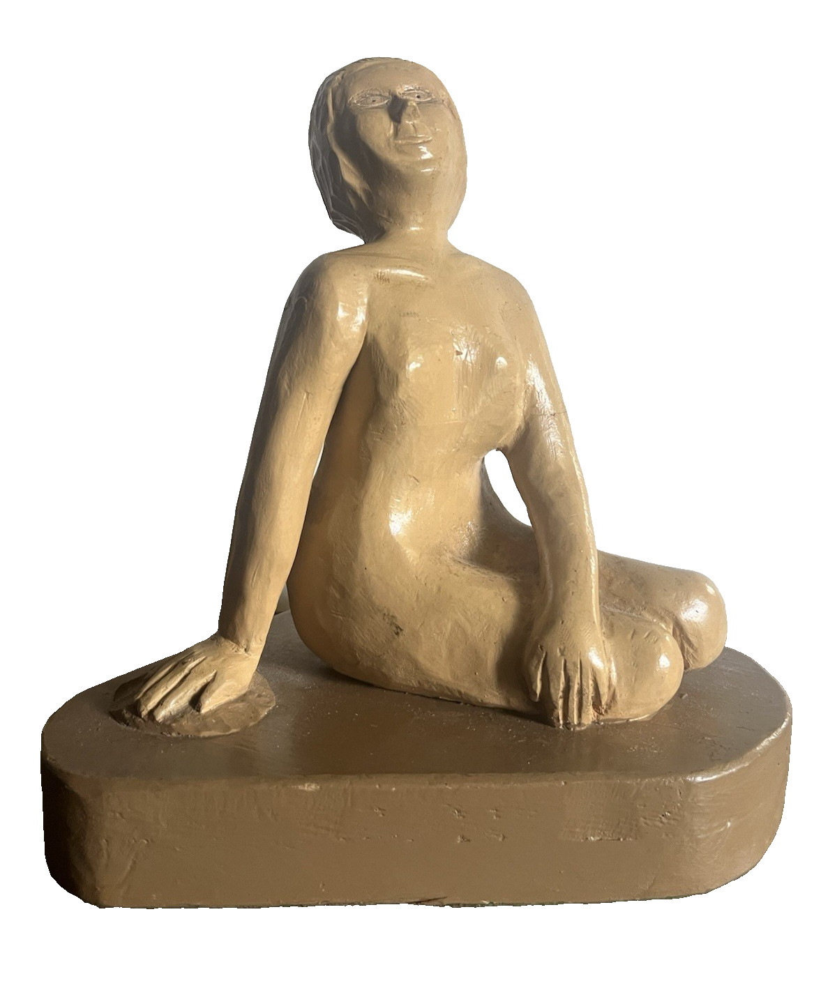 Antique Folk Art Nude Woman Carving Wood Sculpture 1940s Outsider