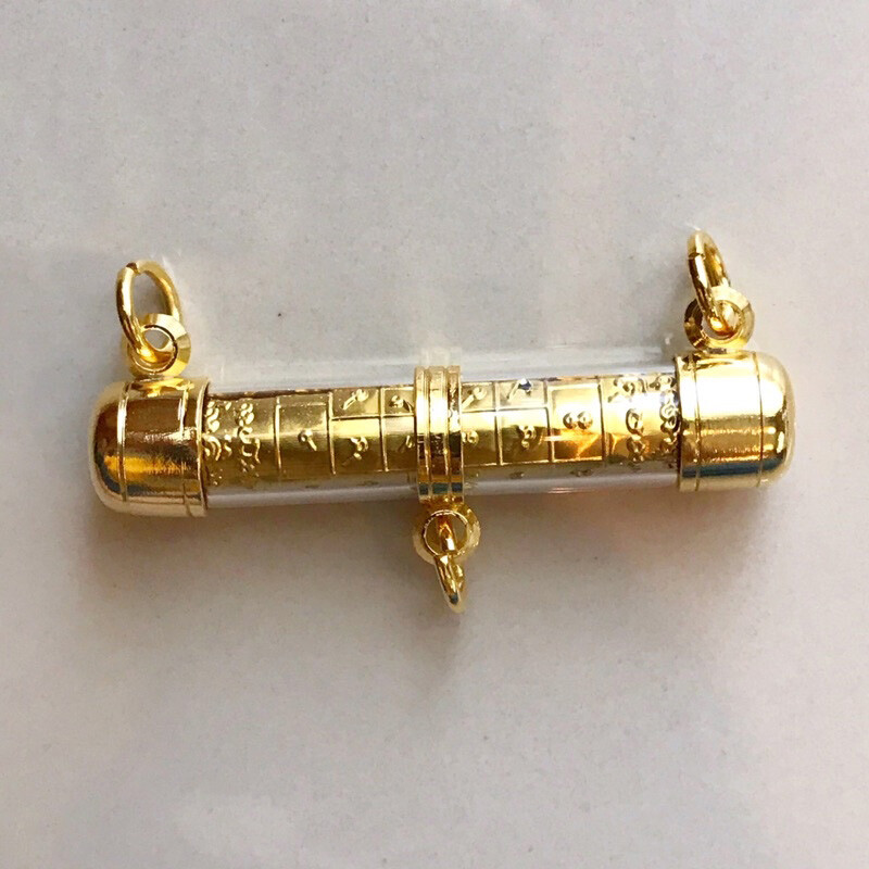 Takrut Yant Solos Mahamongkol Golden Mantra Takrud Pendant Thai Buddha Amulet