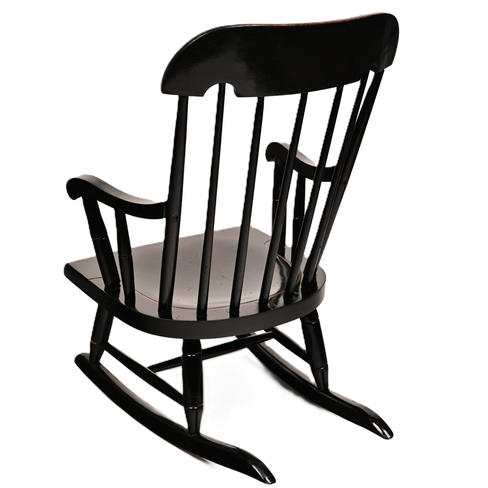 NICHOLS & STONE Hitchcock Original Vintage Signed Ebonized Childs Rocking Chair