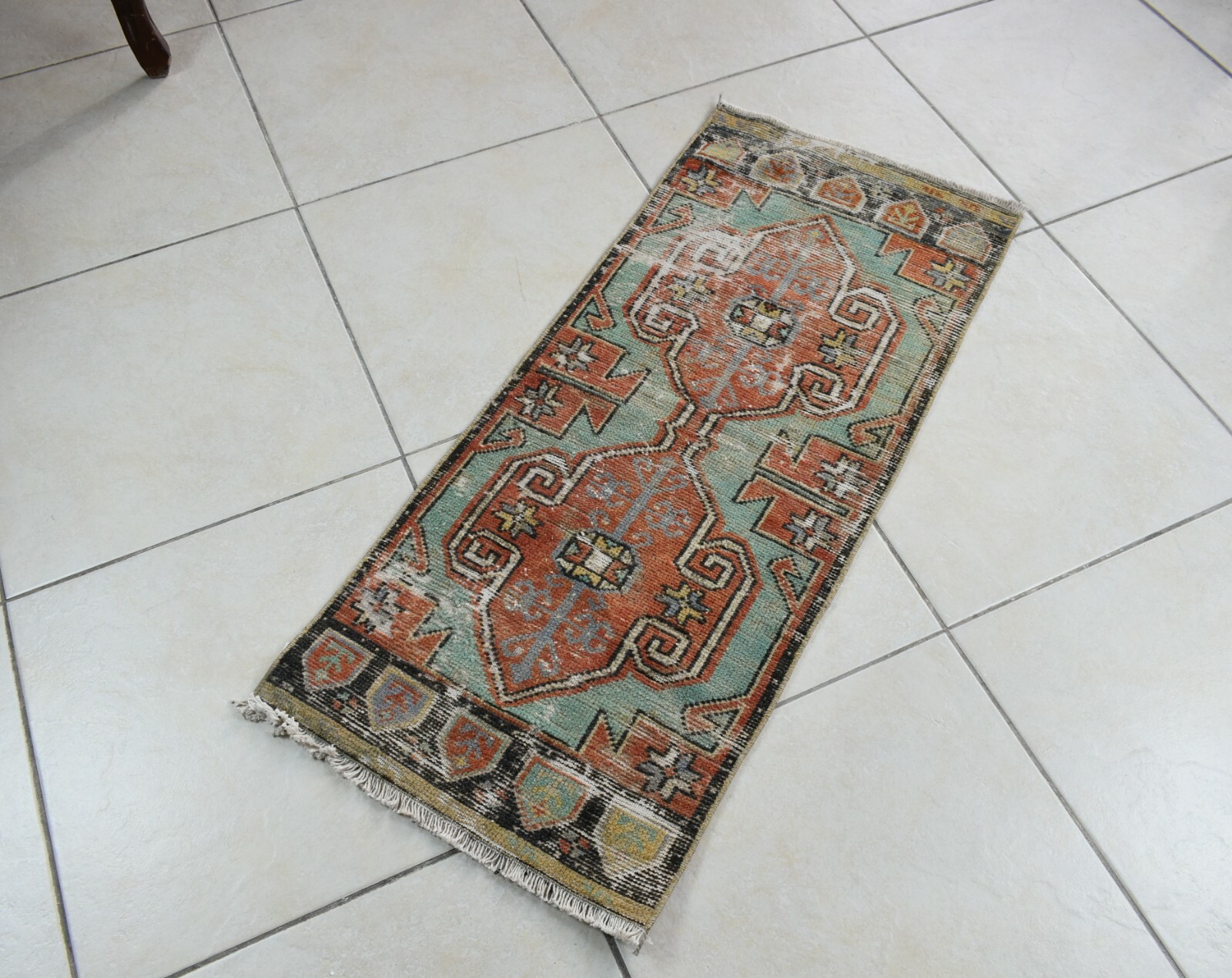 Turkish Runner 3.2×1.4 ft Mini Anatolian Rug Vintage Runner Turkish Runner Y109