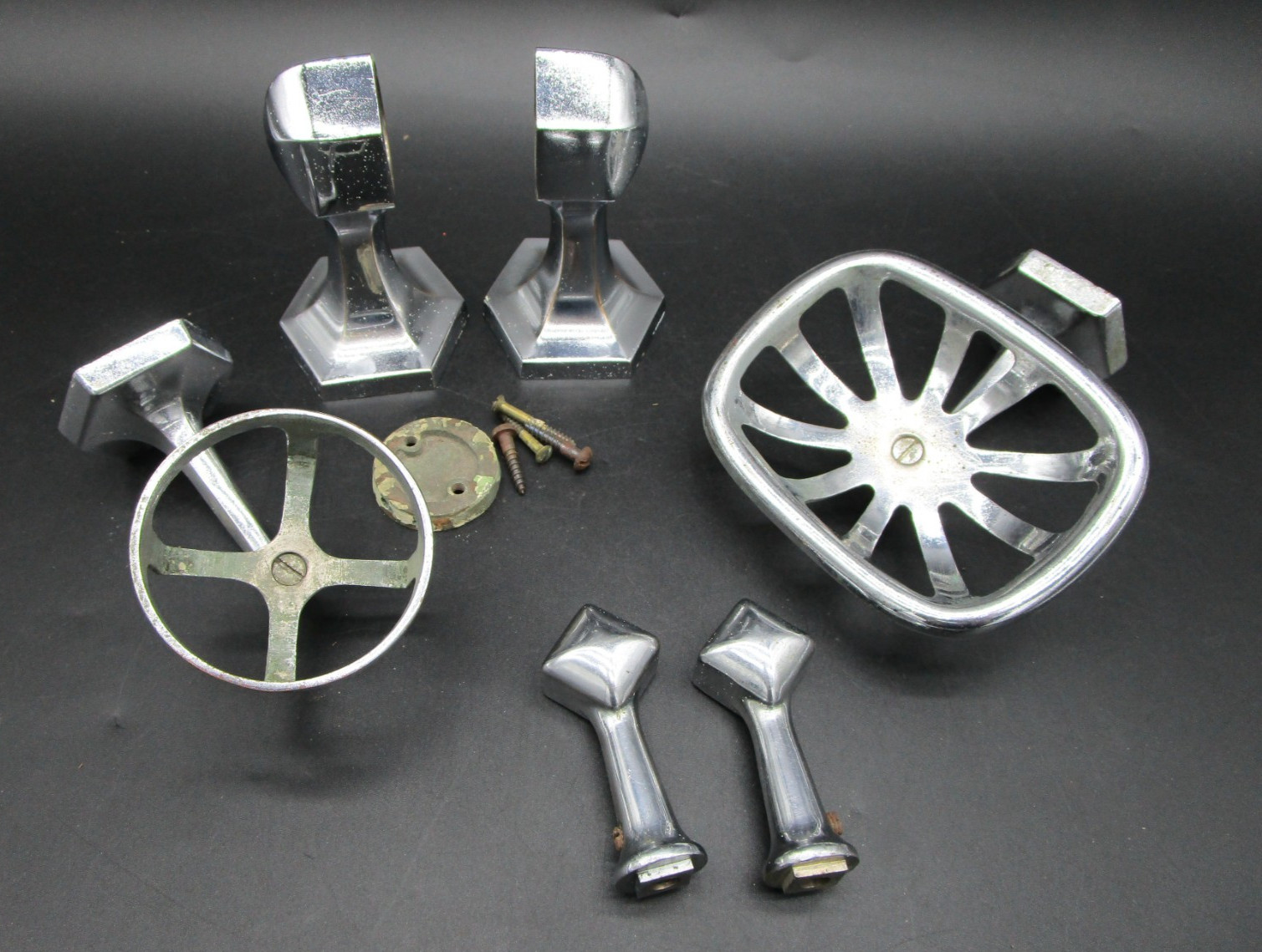Antique Wall Mount Bathroom Towel Cup Soap Holder Nickel / Brass Fixture LOT