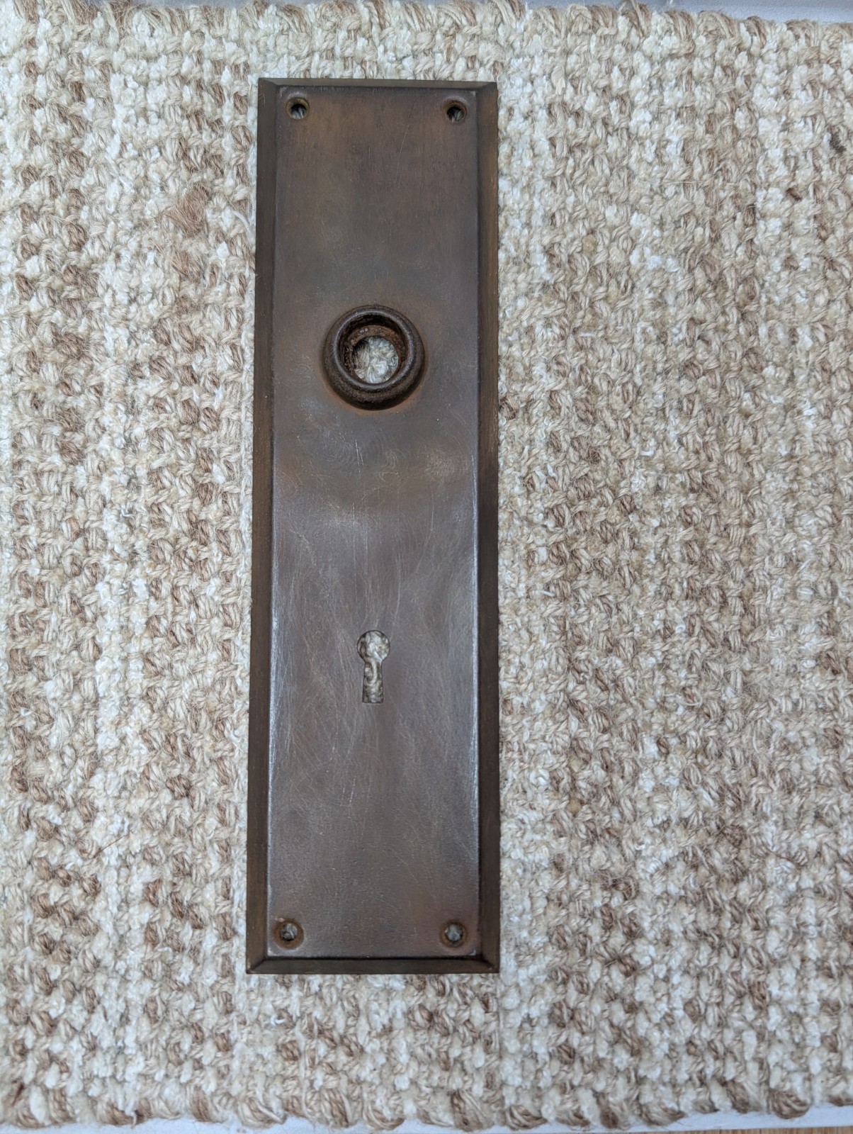 2 3/4″ x 10″ Antique Stamped Steel Door Knob Plate