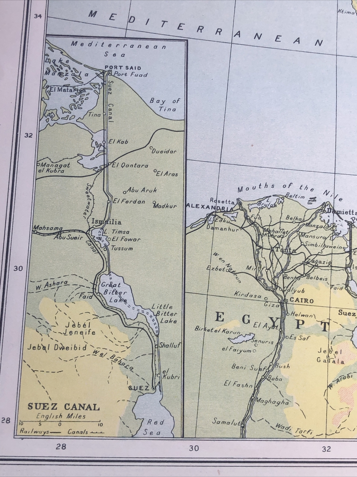 1943: Map The Near East Physical Larger Than A3 Original Vintage Print 48/49