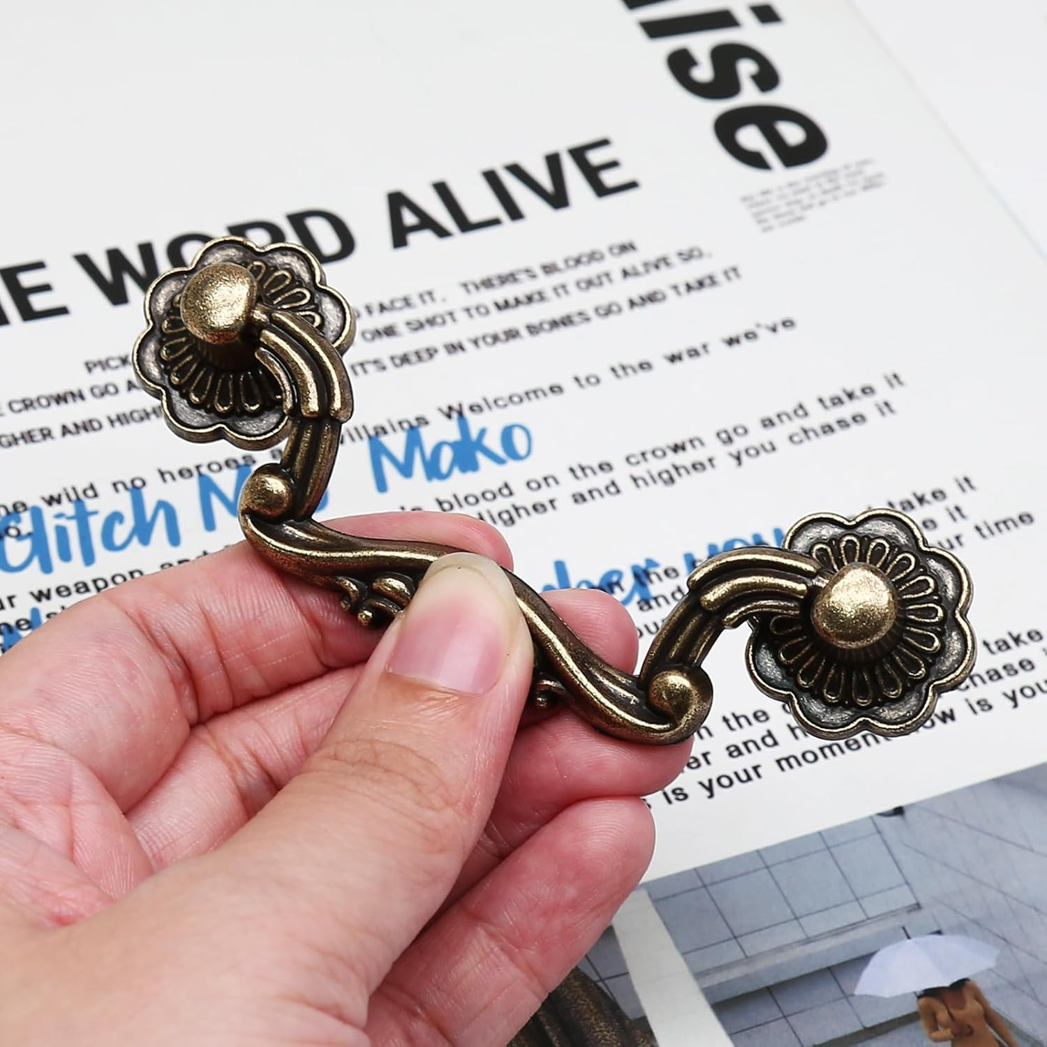 2PCS Antique Bronze Drop Drawer Pulls, Vintage Drop Bail Pulls Handles 2.99 Inch