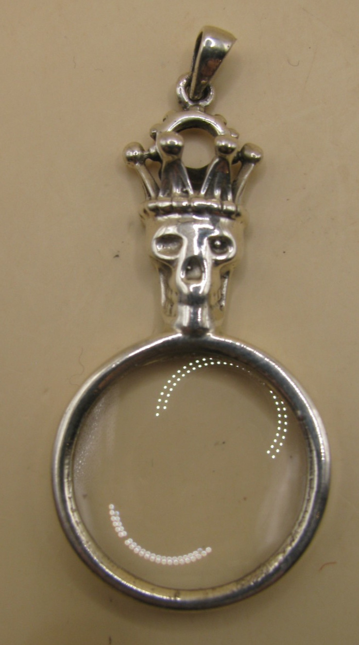 English HM Solid Silver Memento Mori Magnifying Lens Jewellers Loupe Eye Glass