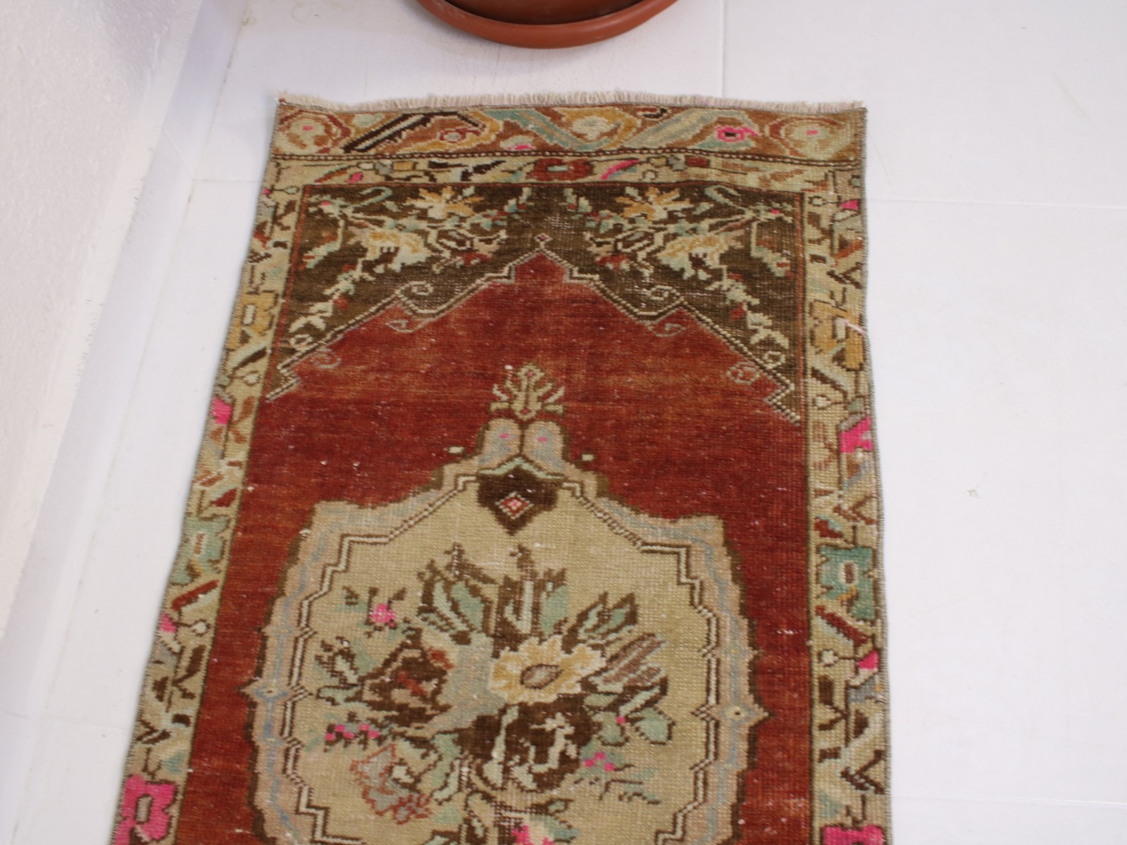 2×3 Red Door Mat, Handmade Turkish Rug, Vintage Small Entryway Rug, 1.6×3.2 Ft