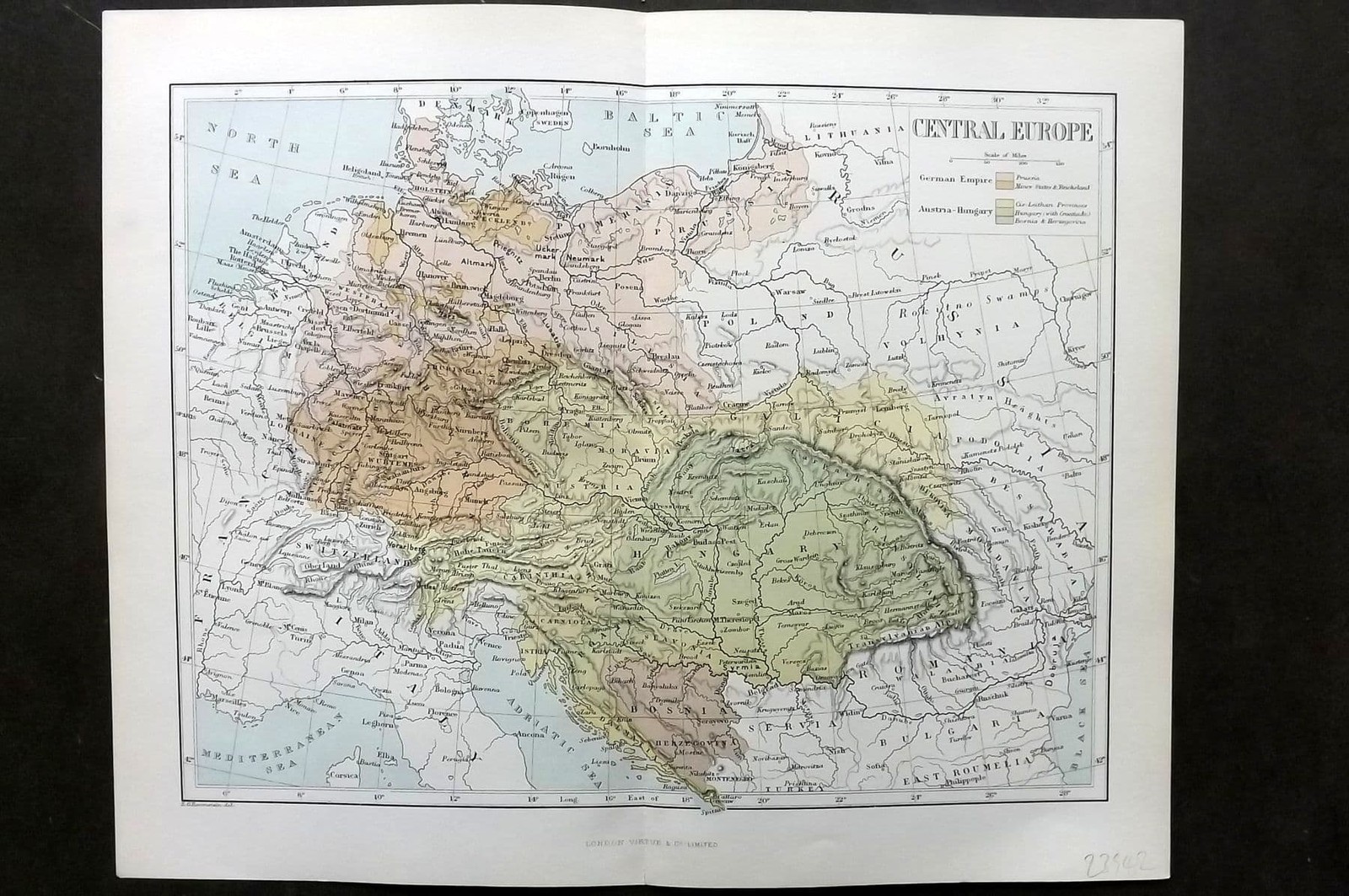 Reclus C1880 Antique Map. Central Europe