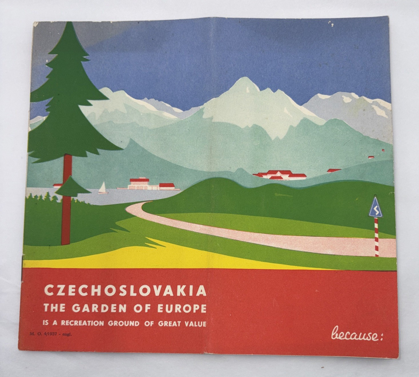 1930’s Map Of Czechoslovakia Vintage Folding Pocket Colour Tourist Map & Guide.