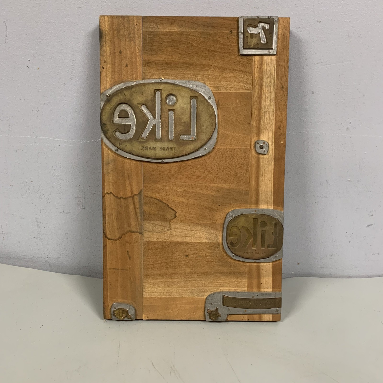 VTG Printing Block New From 7up! LIKE SODA Advertising Wood Back Copper Face