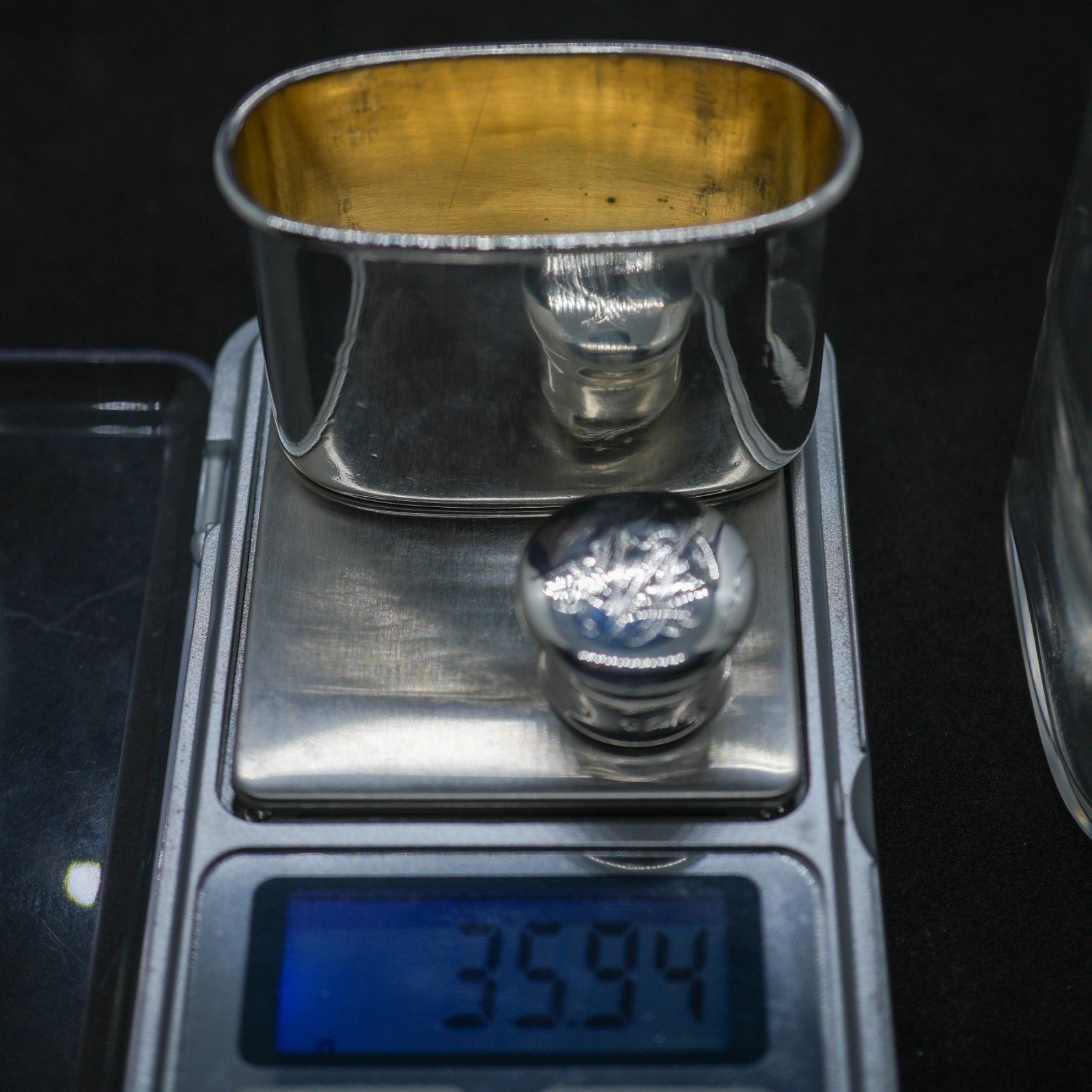 Antique Solid Sterling Silver And Glass Hip Flask. 1875, Joseph Walton, 36g.