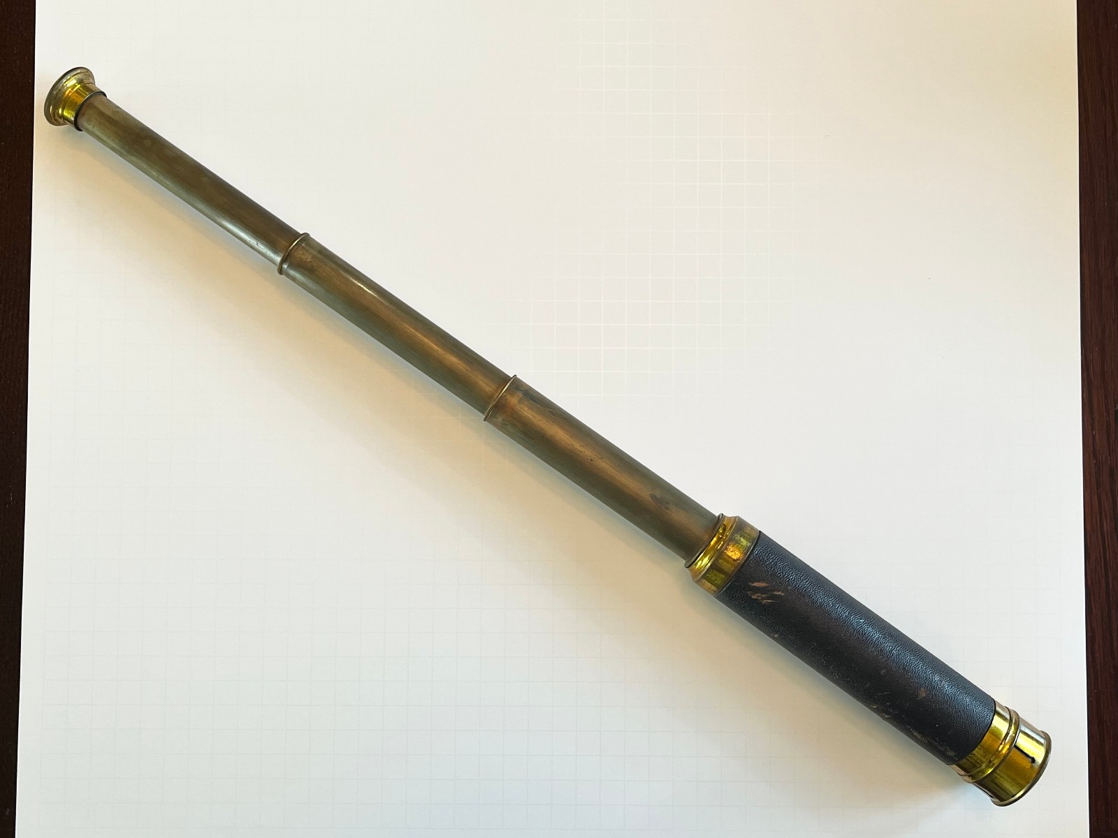 Antique 1800s Victorian 3 Draw Brass Telescope – Leather Wrapped – 19th Century