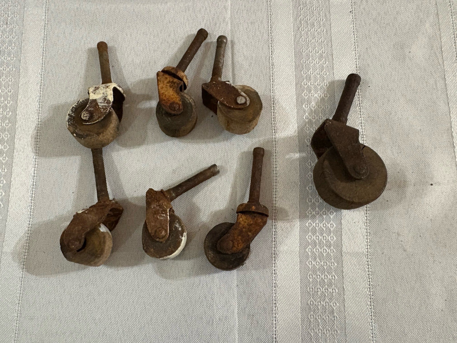 Vintage antique seven wooden wheels for furniture restoration decor crafts