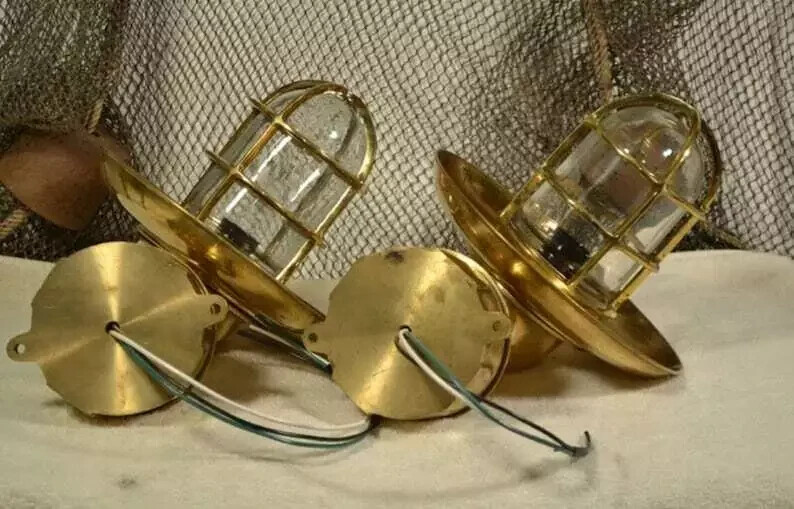 Nautical Oceanic Ship Light Marine Solid Brass Swan Passage Bulkhead With Shade
