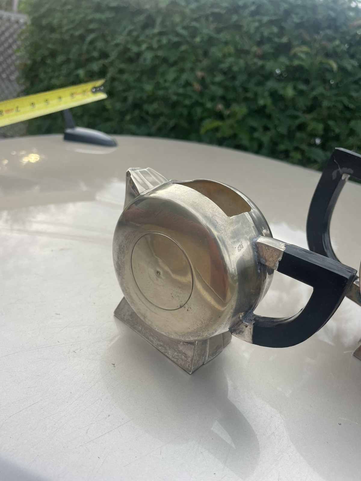 Christian Fjerdingstad, French Art Deco Silverplate Teapot and Creamer