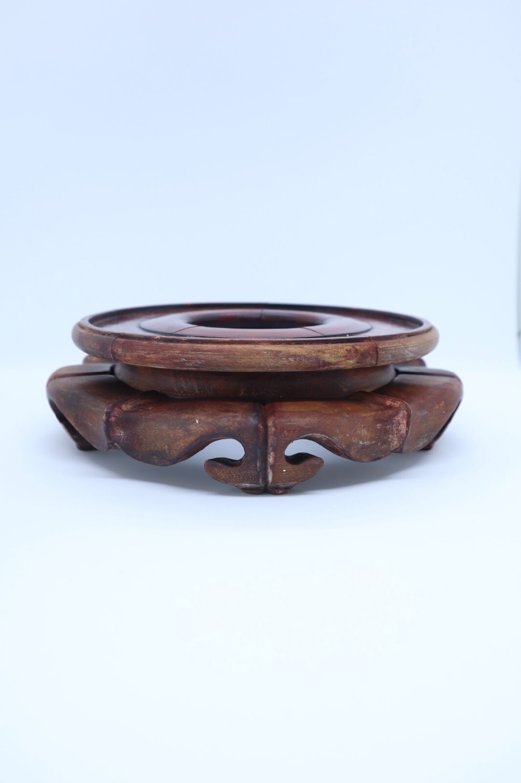 Vintage Old Chinese Carved Wooden Vase or Bowl Stand, Inner diameter 15.2cm