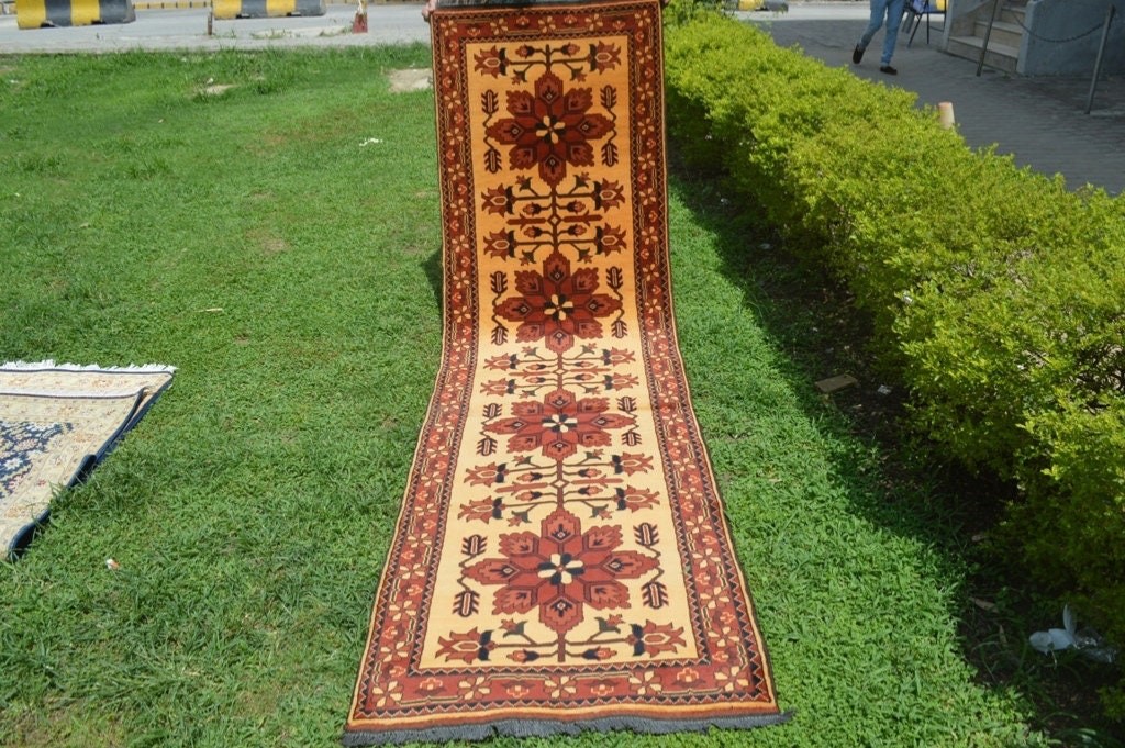 3 X 10 Ft Stunning Kazak Pattern Turkoman Handmade Hallway Runner