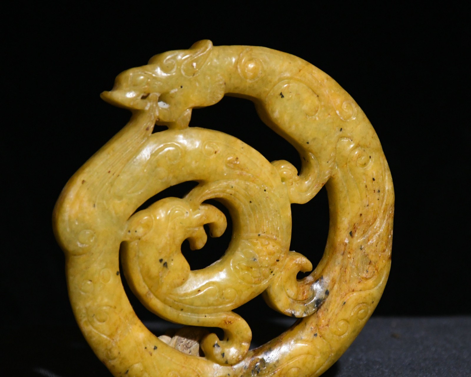 7CM China Hongshan Culture Old Jade Carved Dragon Beast Animal Amuelt Pendant