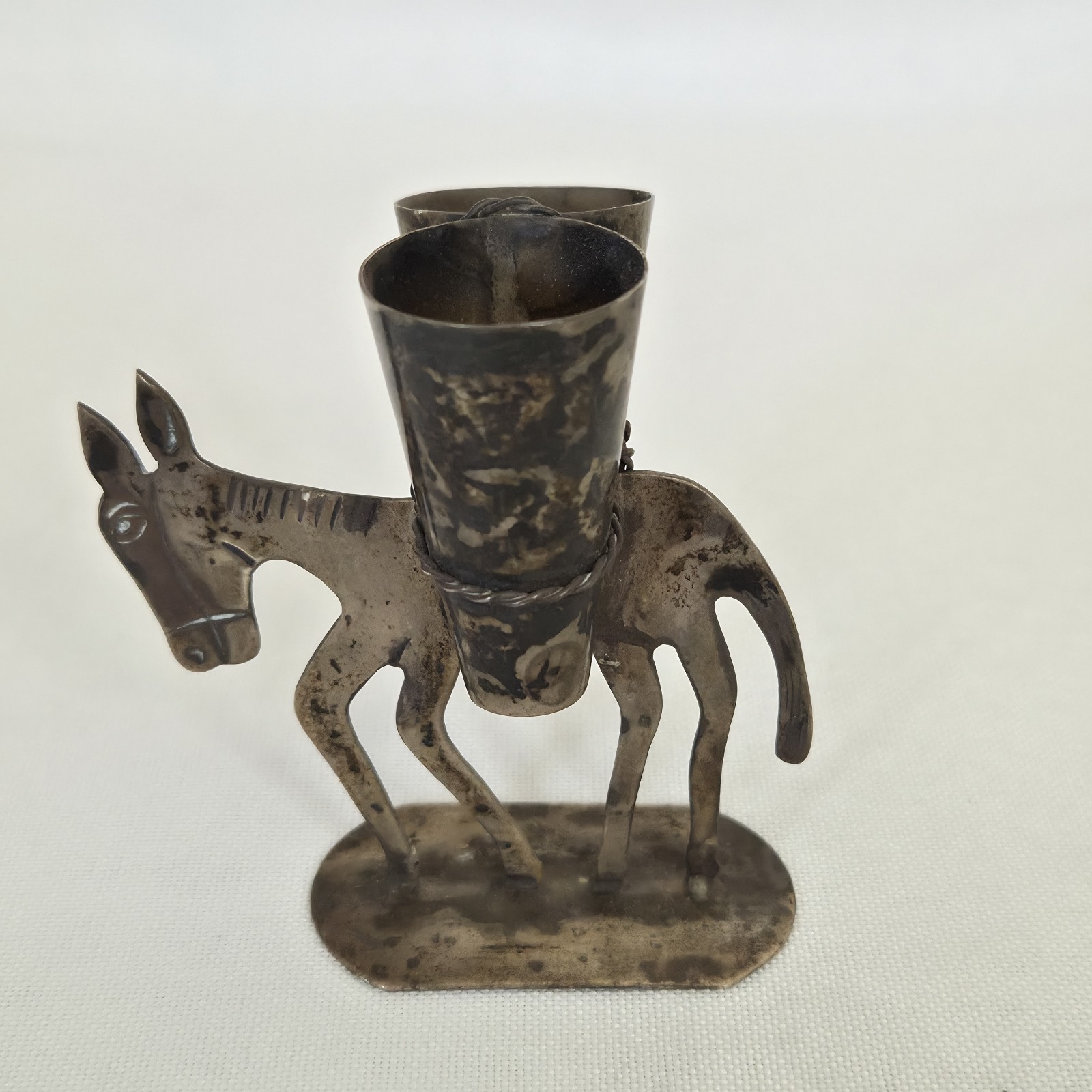Vintage Mexican Sterling Silver Donkey/Burro Double Toothpick Holder 1940s 35g
