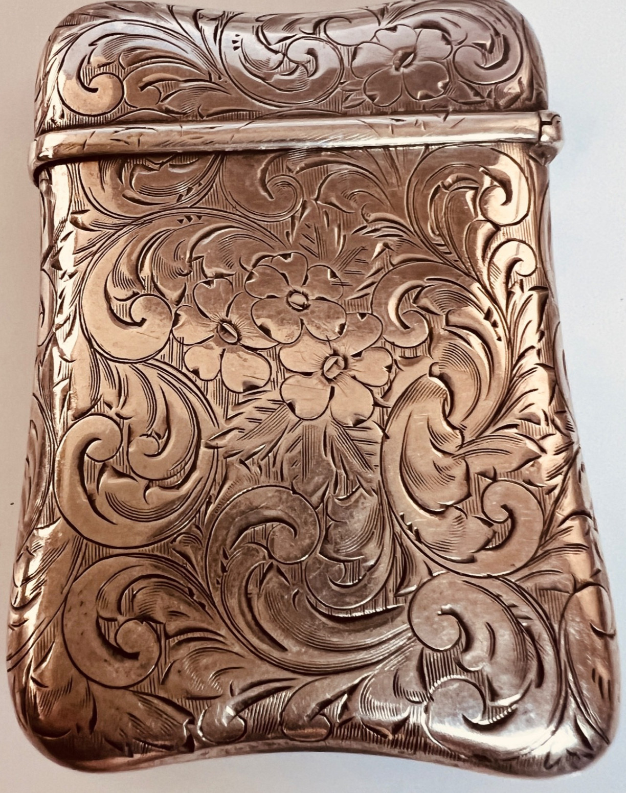 STERLING VESTA CASE MATCH SAFE ACID ETCHED ART NOUVEAU GORGEOUS EXCELLENT