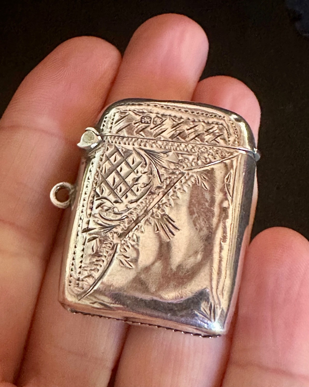 Antique George V English Sterling Silver Vesta Case Match Safe Chester 1912