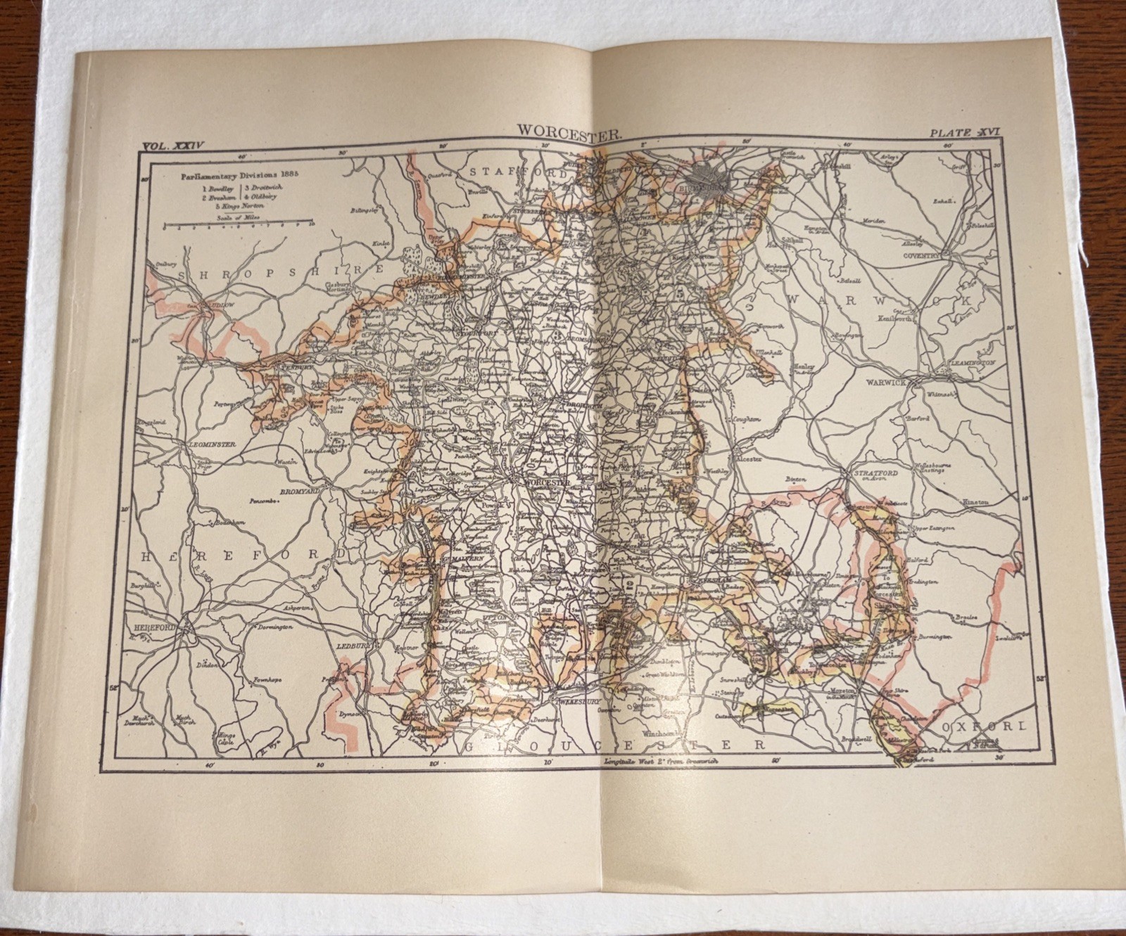 Worchester English County Historical Map 10.5”x13”