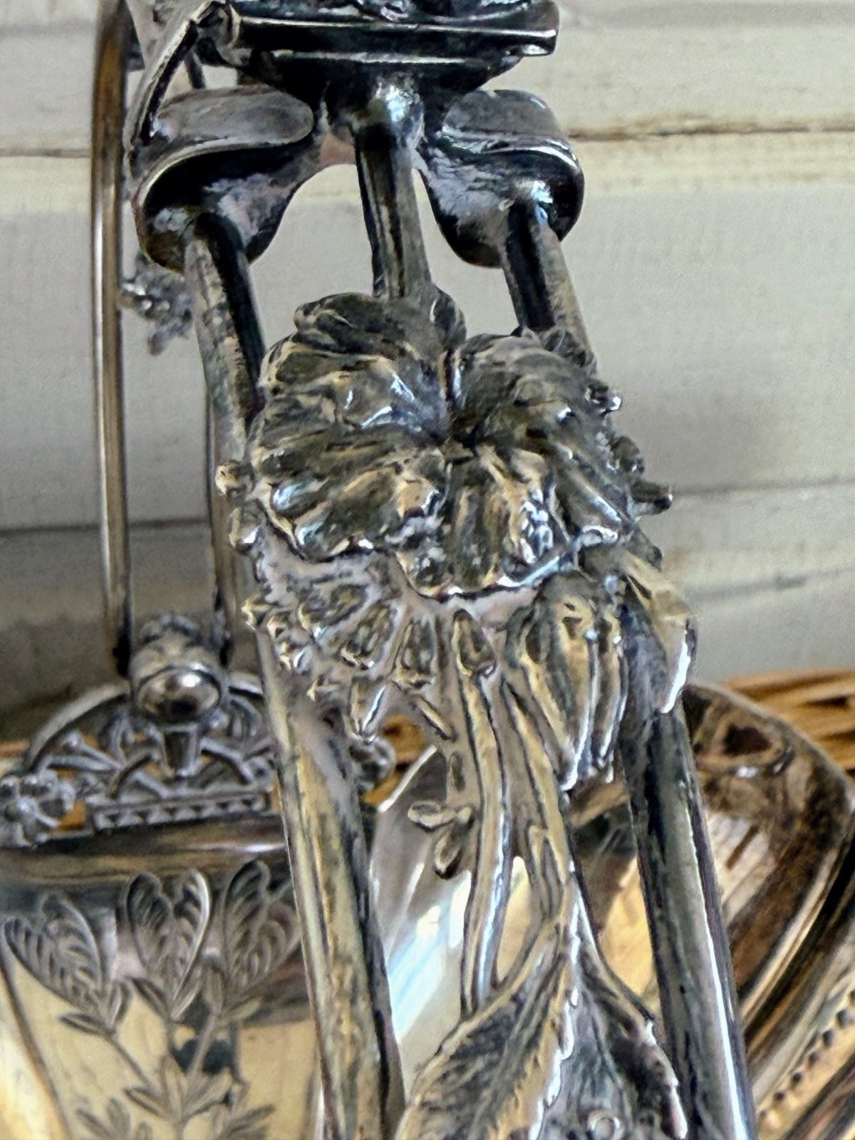 Victorian Meriden Quadruple Silverplate Centerpiece Basket Birds Flowers
