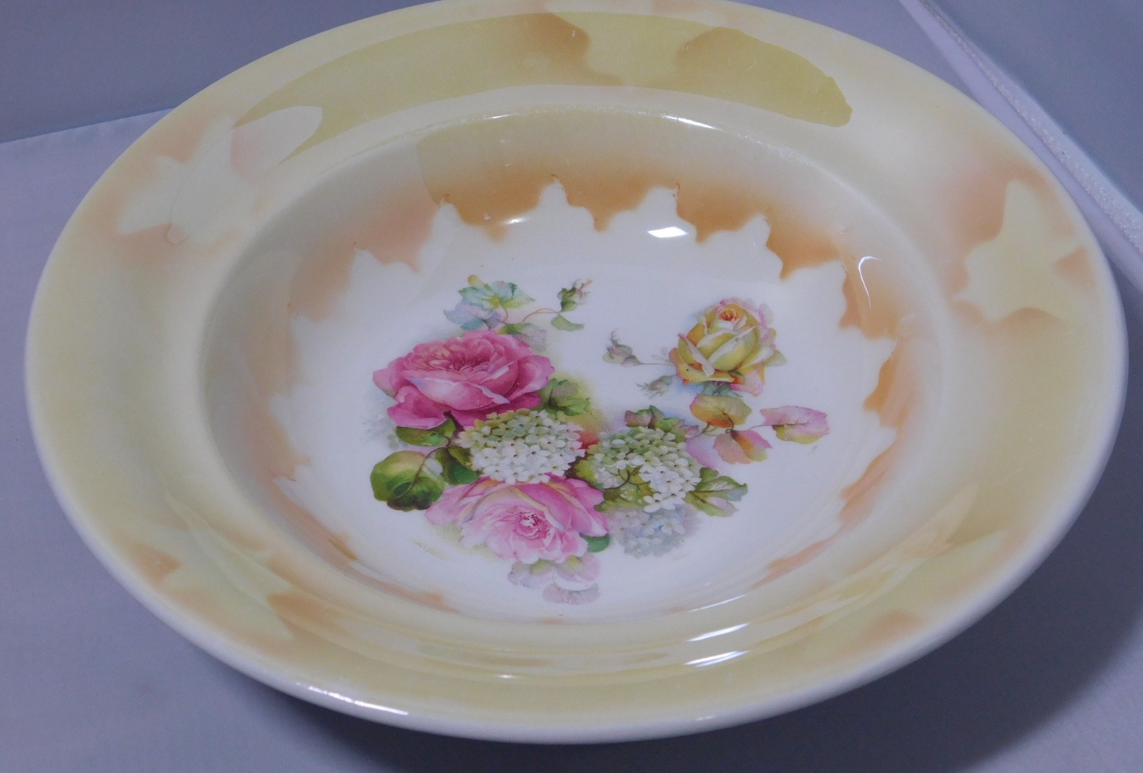 Antique 1920’s Sterling Porcelain Colonial Pottery Co. Serving Bowl Floral