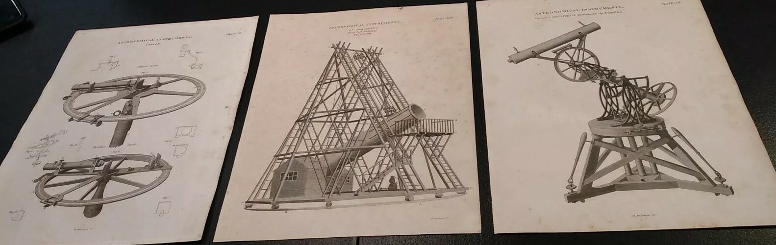 ANTIQUE Astronomy Prints Plate 1840’s art 19th cent books art book M2