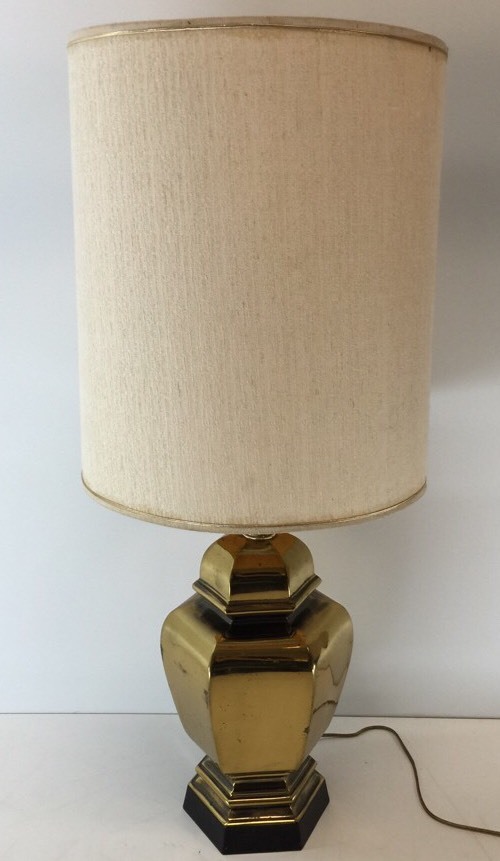 Vintage Mid Century Modern Solid Brass Table Lamp Tommi Parzinger Era Hexagon