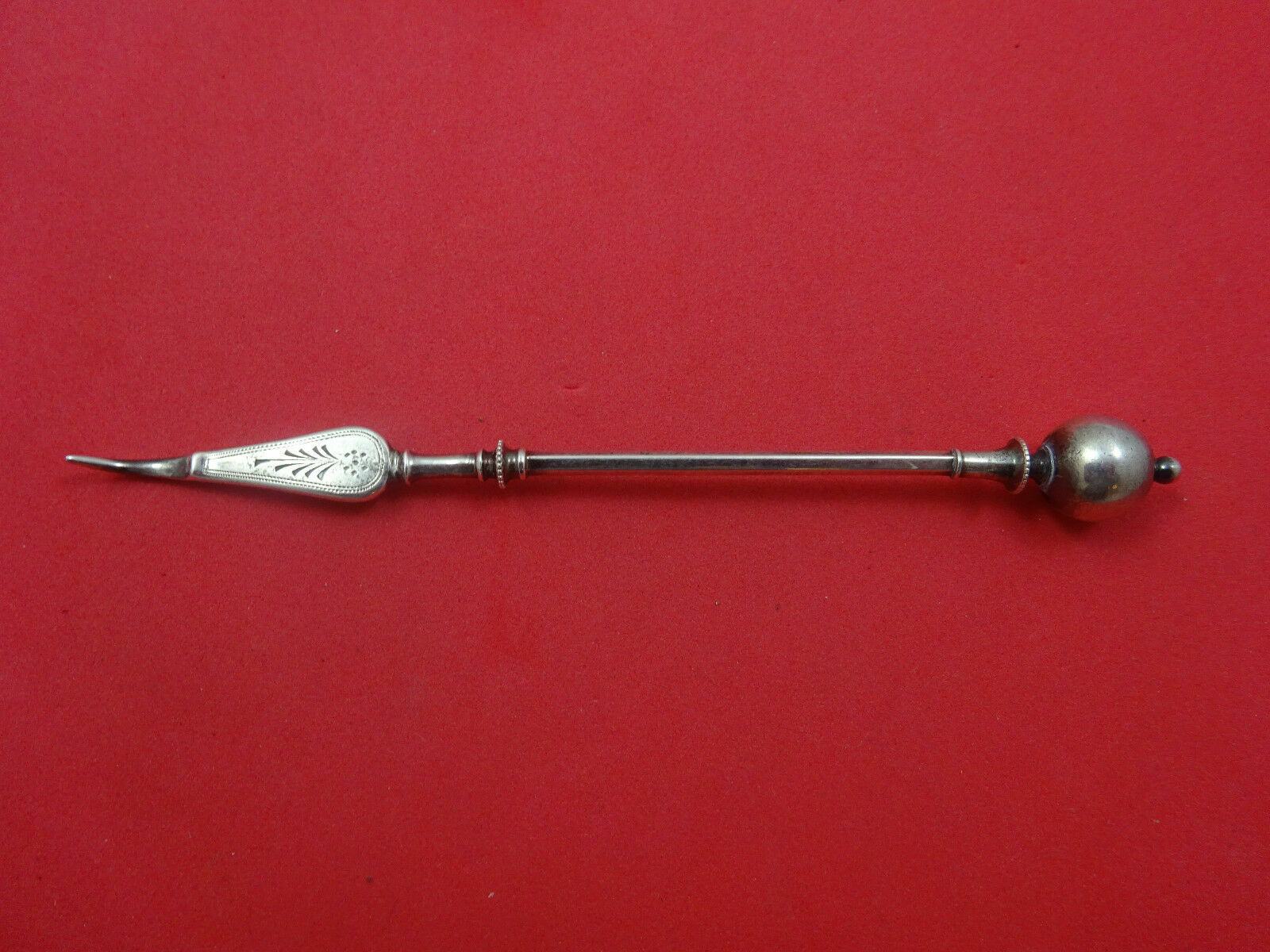 Ball End by George Sharp Sterling Silver Nut Pick Brite-Cut 5 1/4″