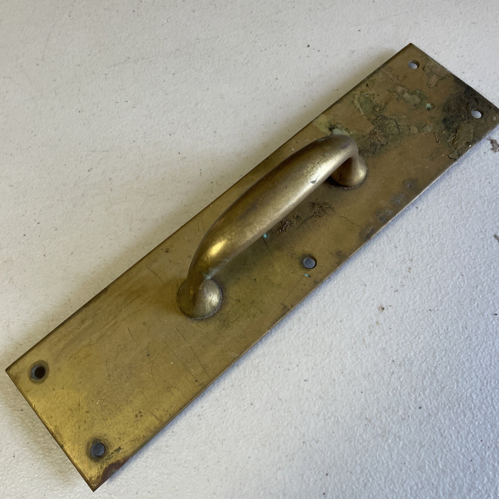 Antique Brass LARGE Door Plate Handle Architectural Hardware Sturdy