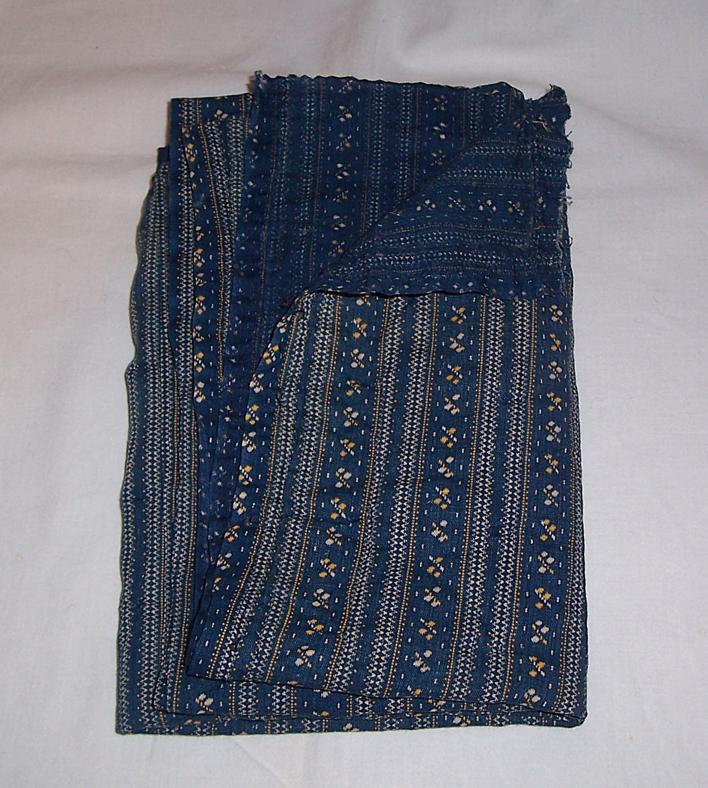 Recovered Authentic Antique 1800’s Cotton Quilt Dress Doll Fabric Cadet Blue