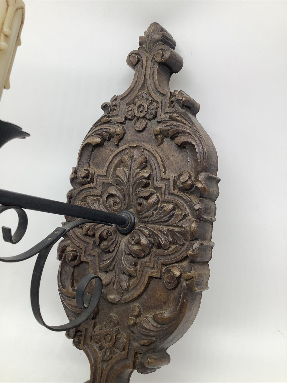 Vintage Rustic Wall Hanging Light Sconce 1960s Western Cowboy Wood Faux Candle