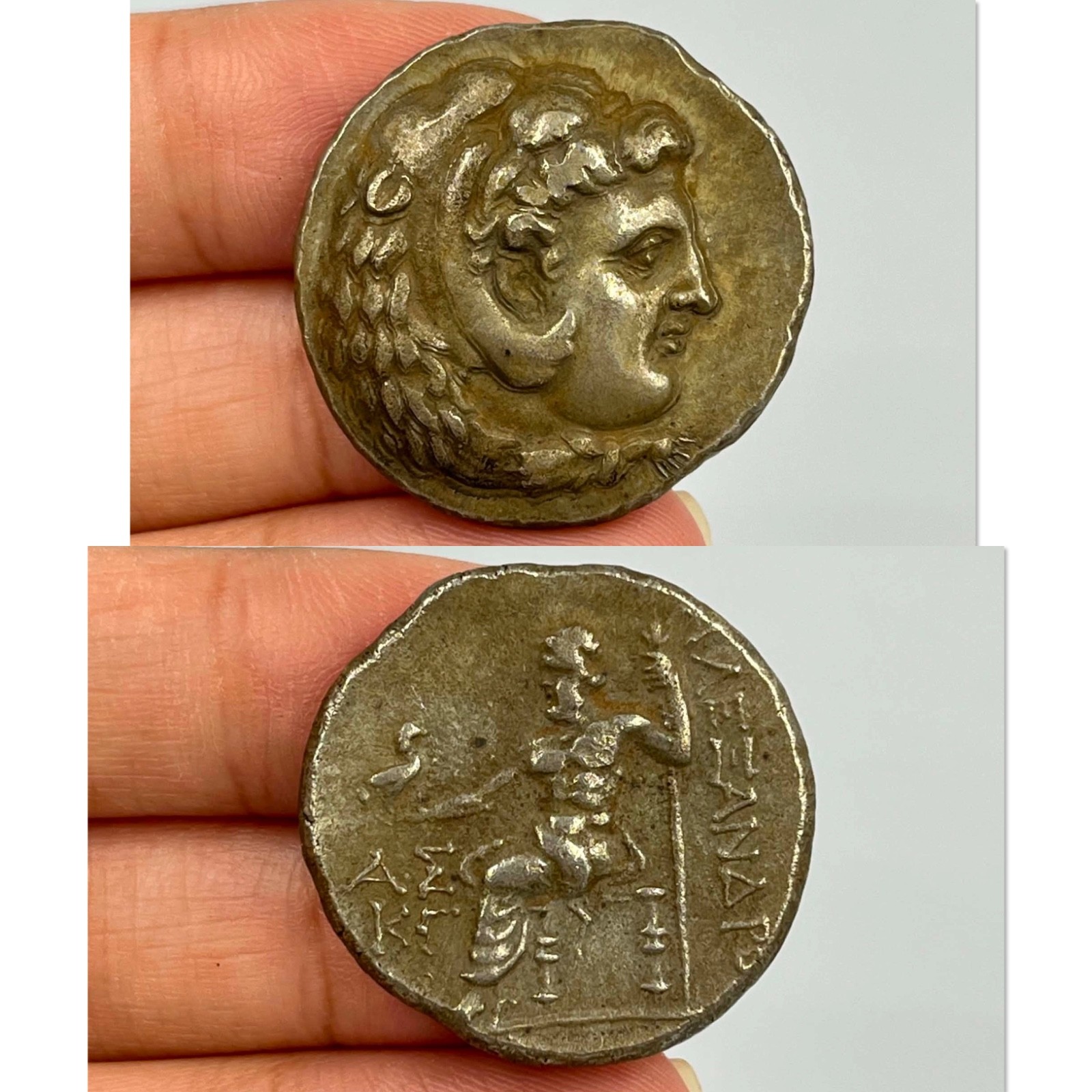 Unique Ancient Greek tetradrachm of Alexander III With Herakles And Zeus Image