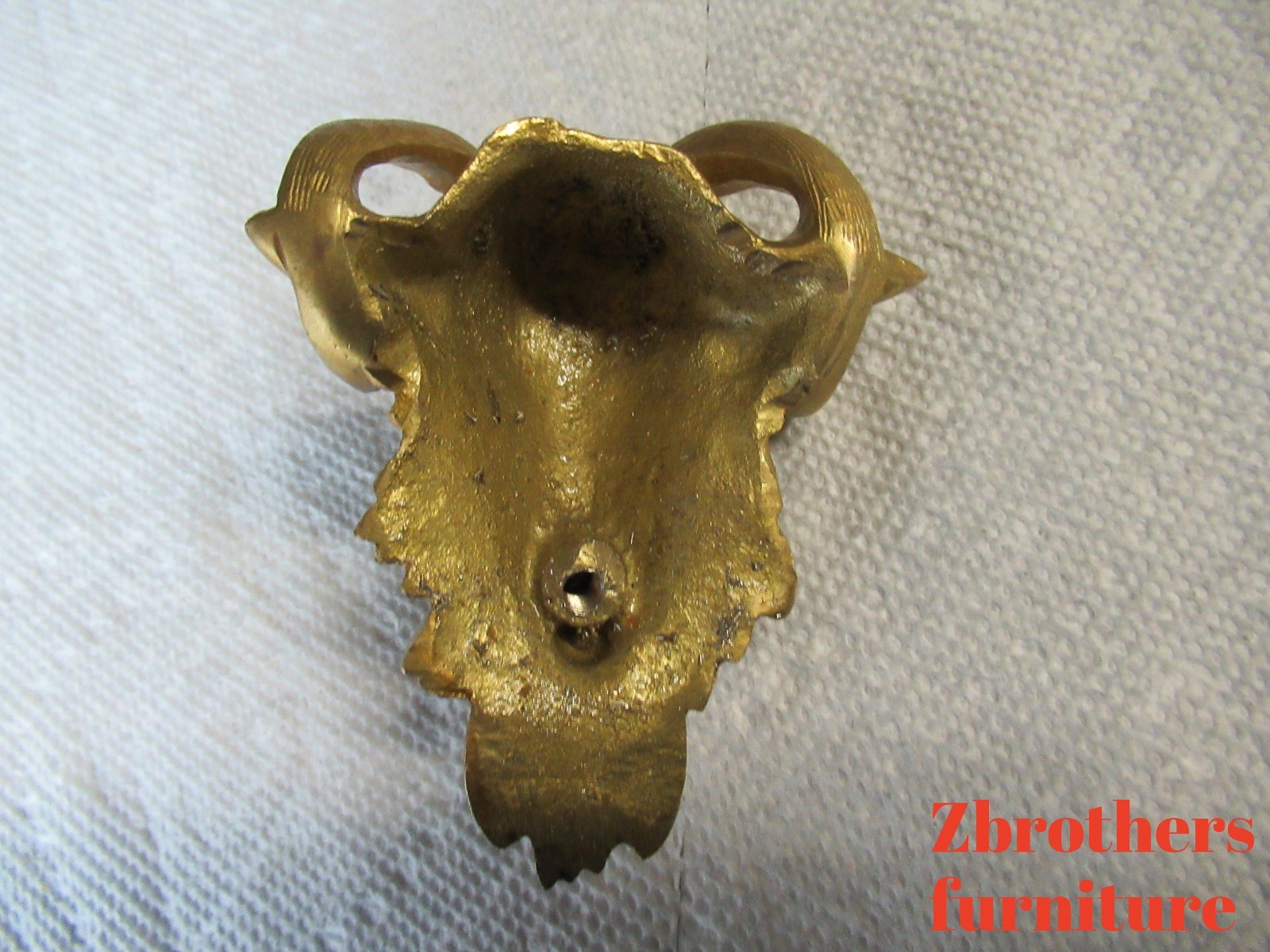 Vintage Brass Ormolu Rams Head Goat Hardware Pull Knob Handle dresser chest