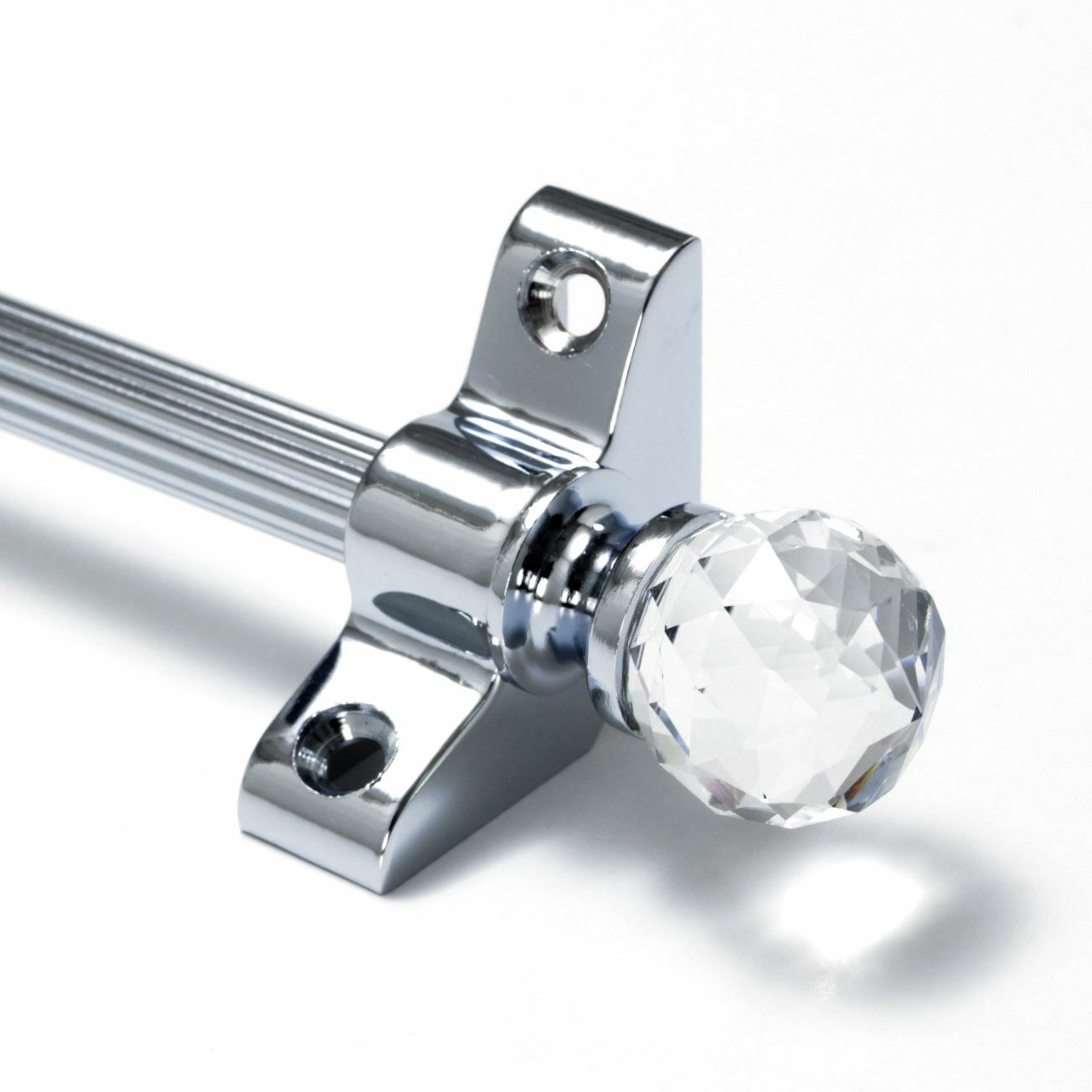 13 X Polished Chrome Stair Rods – 3/8″ x 36″ – Norfolk Reed – Crystal Finial