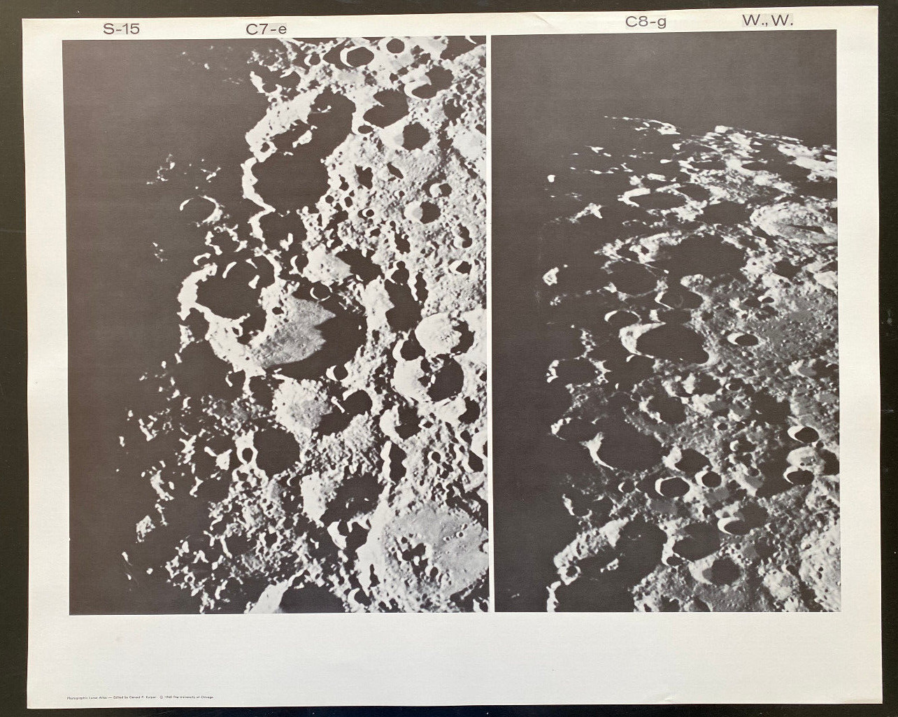 Plate No. C7-e From 1960 Photographic Lunar Atlas Moon G P Kuiper Large 17″x21″