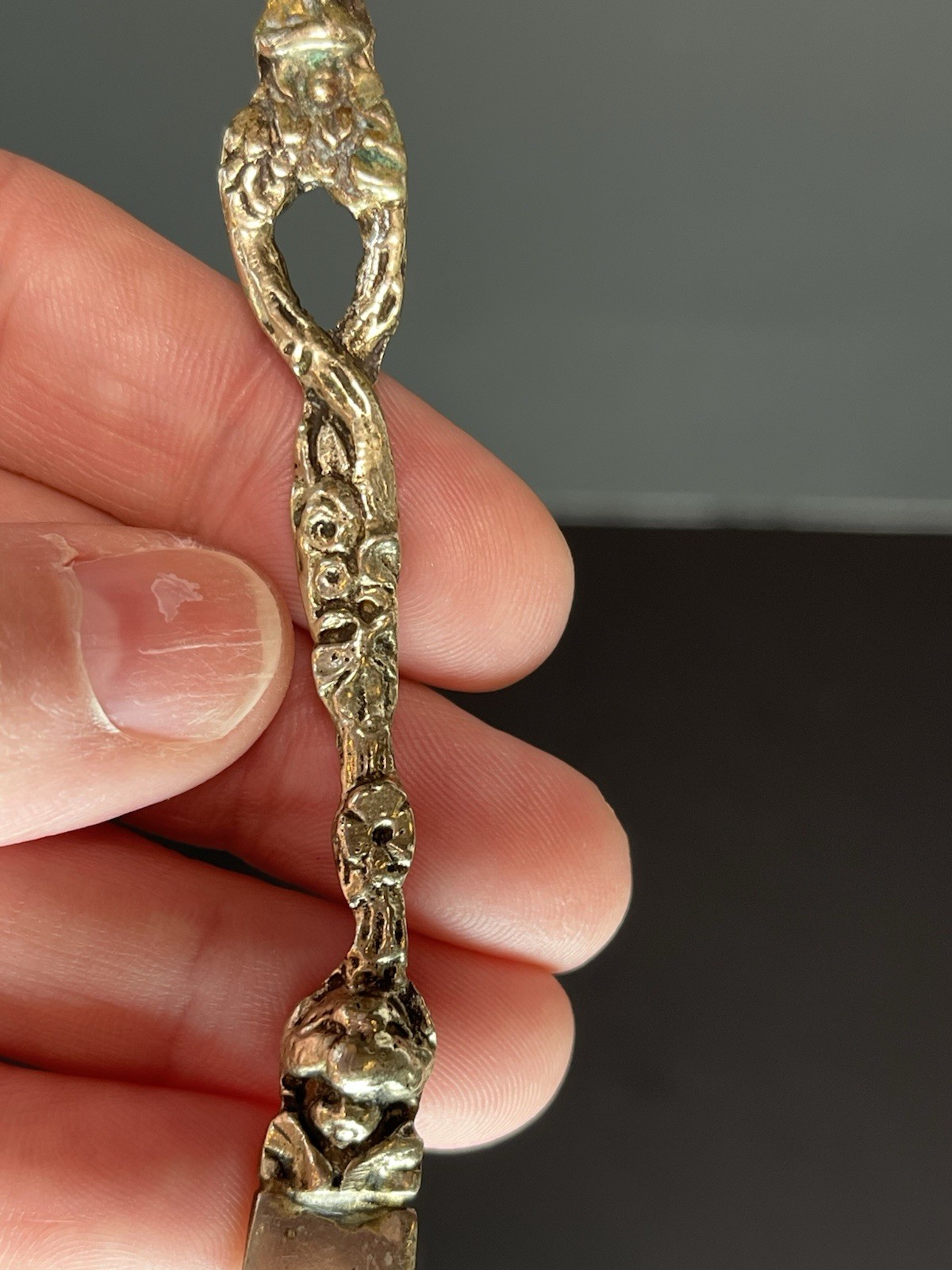 Italy Butter Knife Collectible Silverplate Italy Ornate Figure On Handle Vintage
