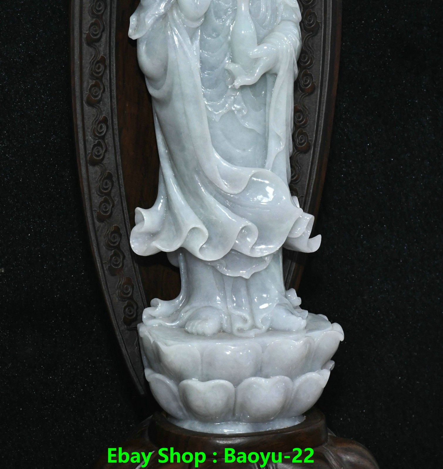 19.6”Natural Emerald Jadeite Jade Kwan-yin GuanYin Quanyin Buddha Statue