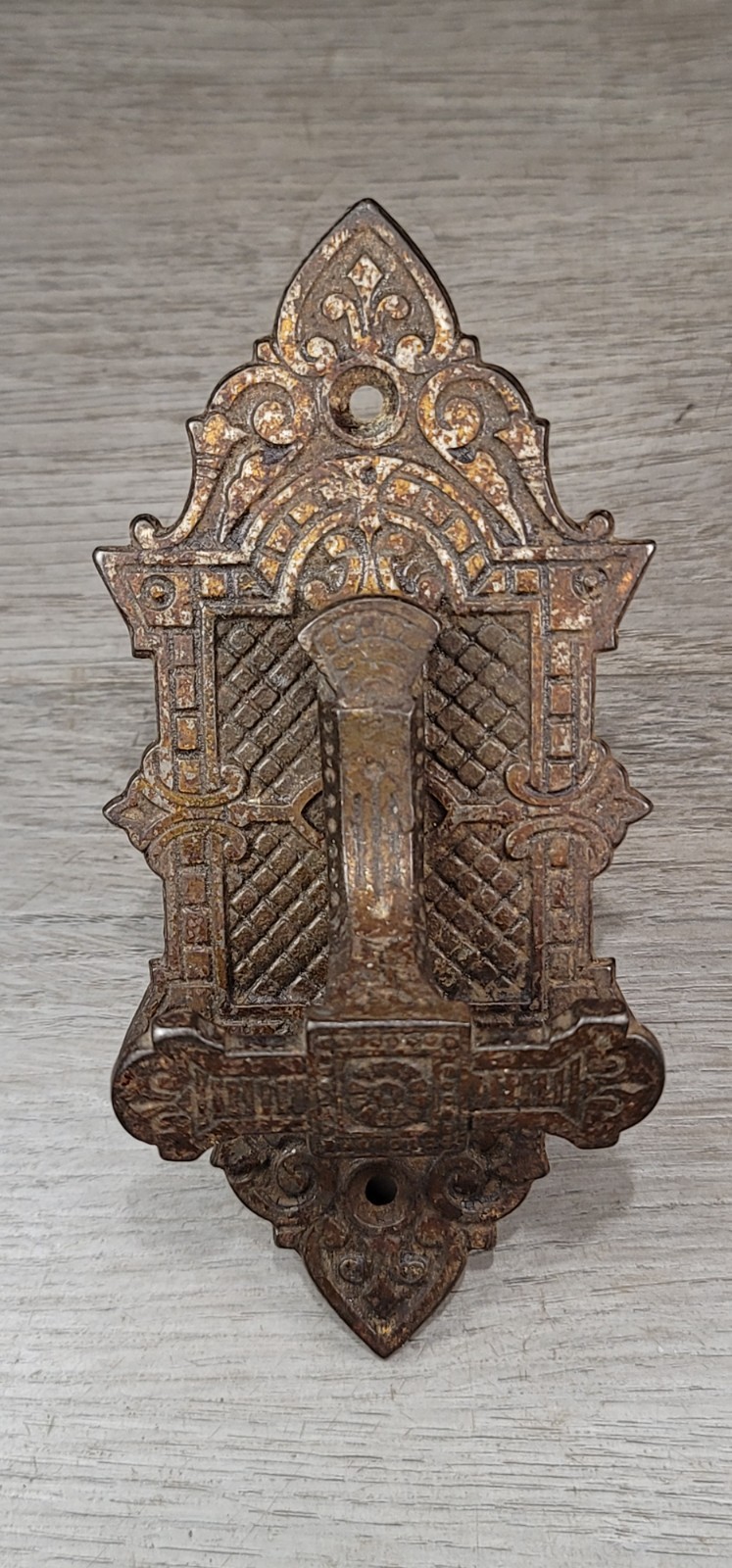 Mechanical Doorbell Lever Lift Arm Hand Door Bell Ornate Plated Iron Antique