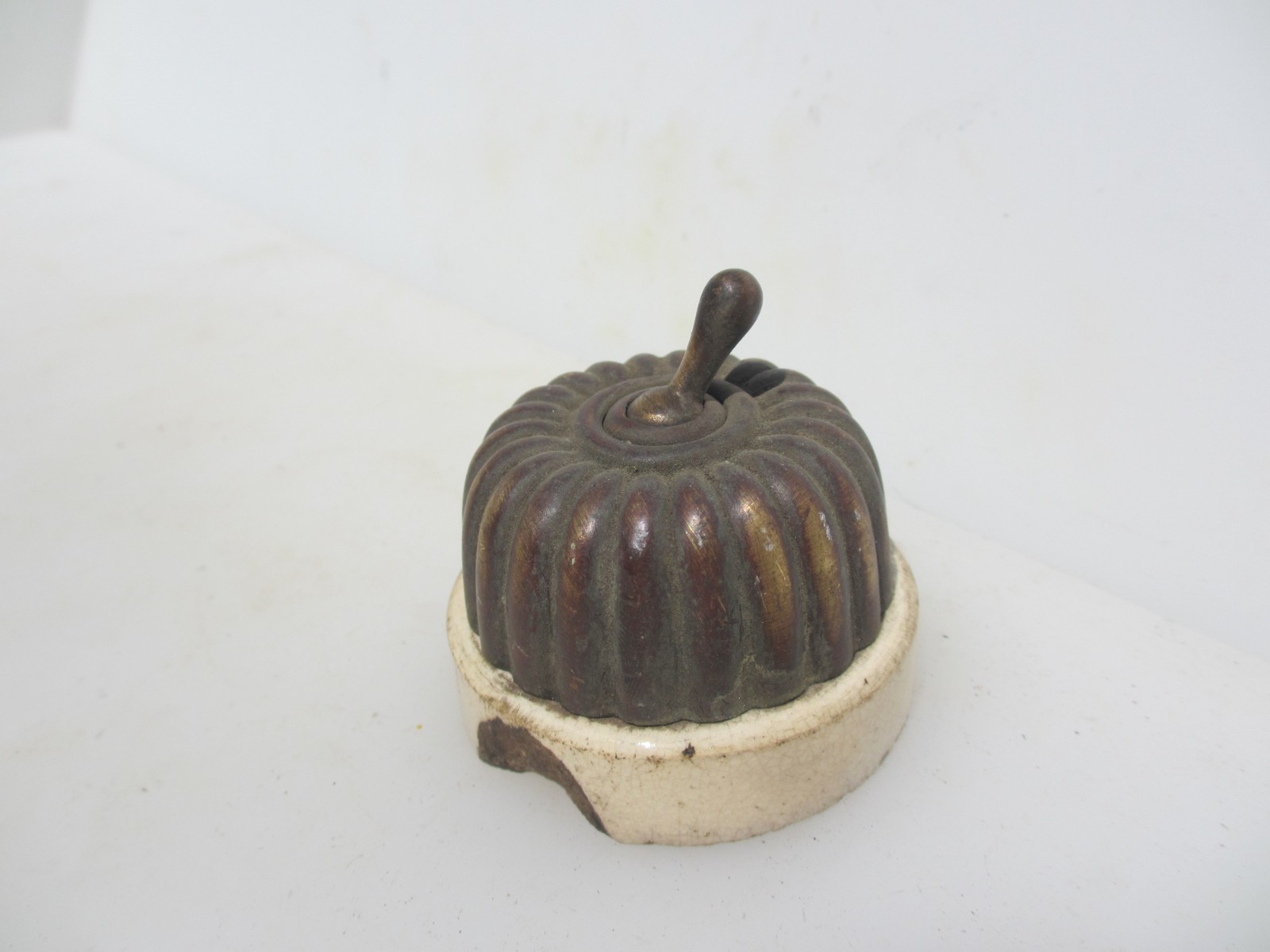 Antique Brass & Ceramic Light Switch Old Dolly Toggle Victorian Jelly Mould