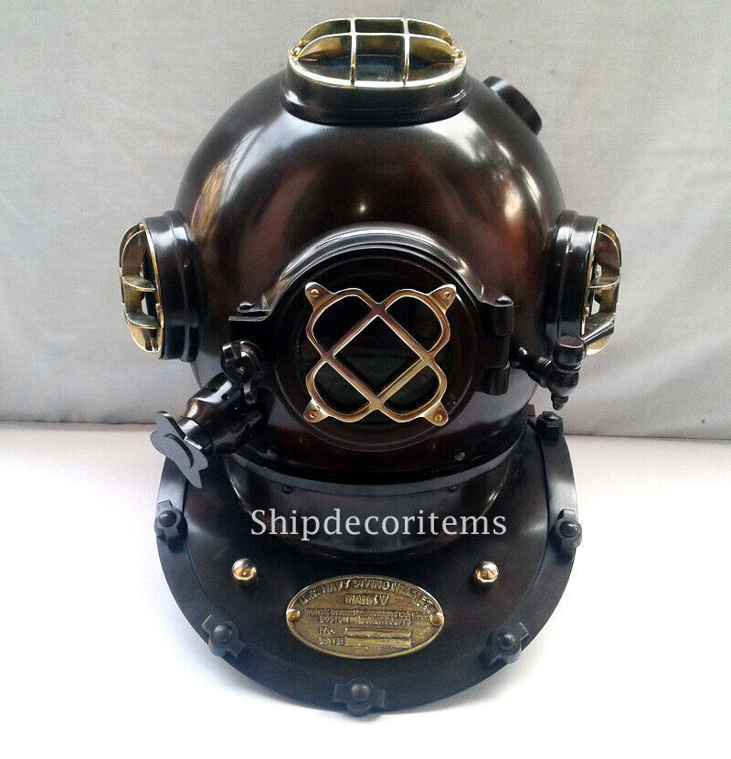 New 18″Diving Divers US Navy Mark V Deep Sea Marine Black Divers Helmet