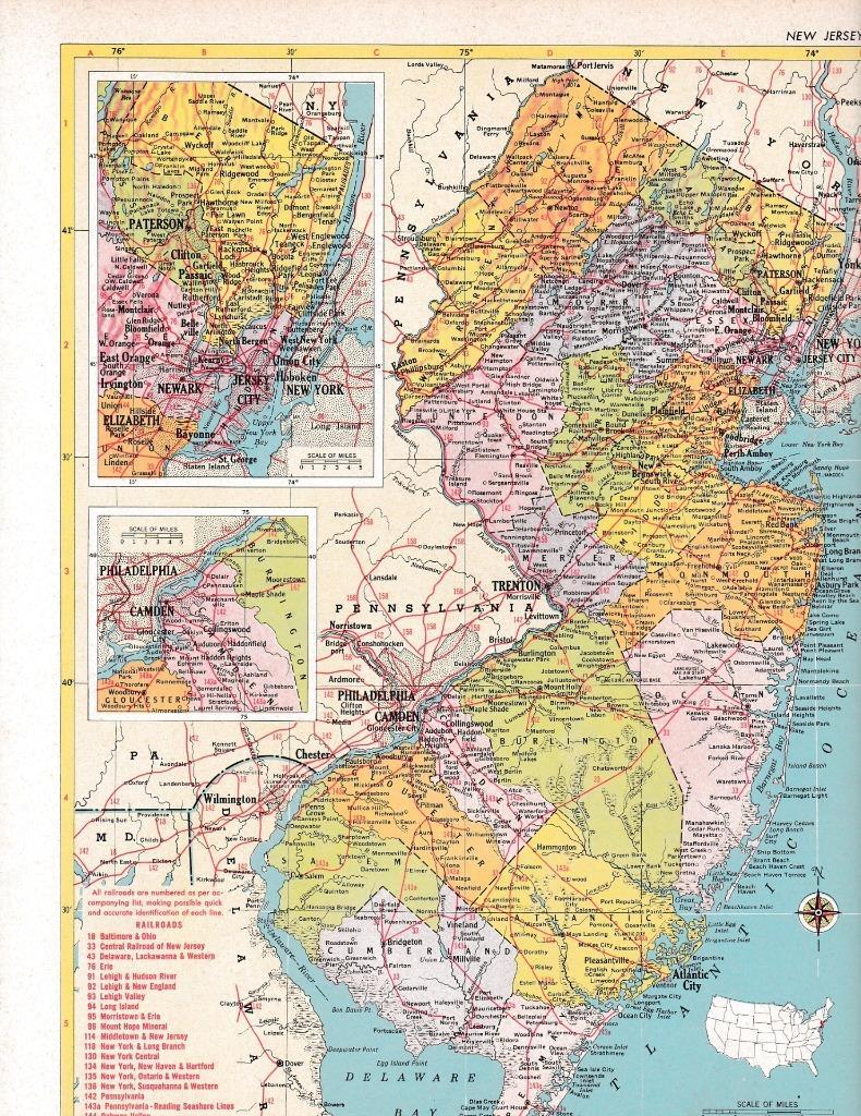 1953 Vintage New Jersey State Map / 9×12 Great For Wall Art / 70+ years old