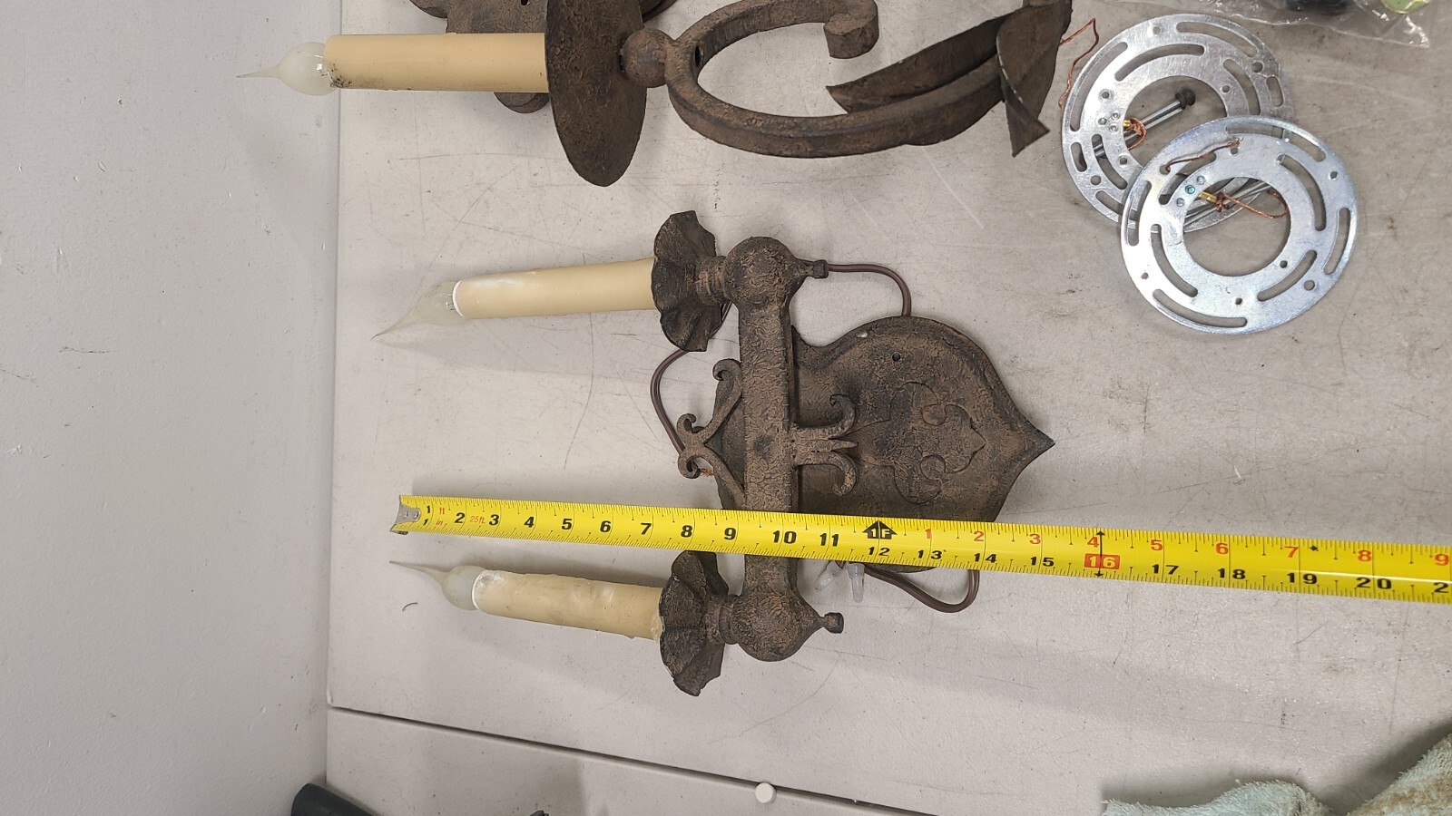3 Lot Vintage Bronze Leaf Pattern Sconce, 3 Arms, 2 Arm, 1 Arm Medieval Look
