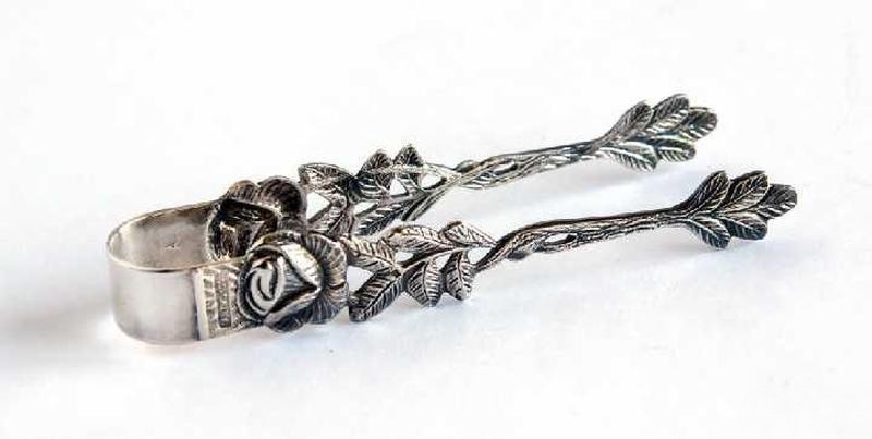 Vintage Hildesheimer Rose Sugar Tongs Silver 100 ANTIKO Germany Box