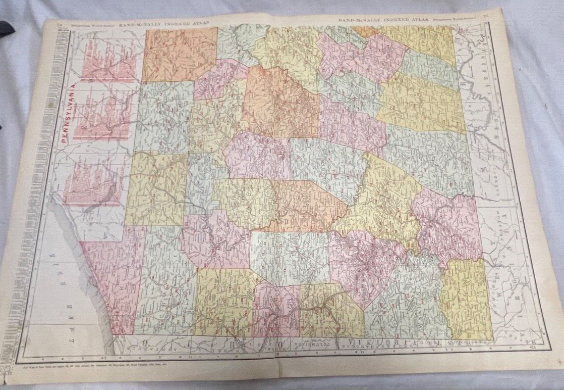 Antique all Original! Lot of (11) Pennsylvania State Maps 1900-1920s – 6075