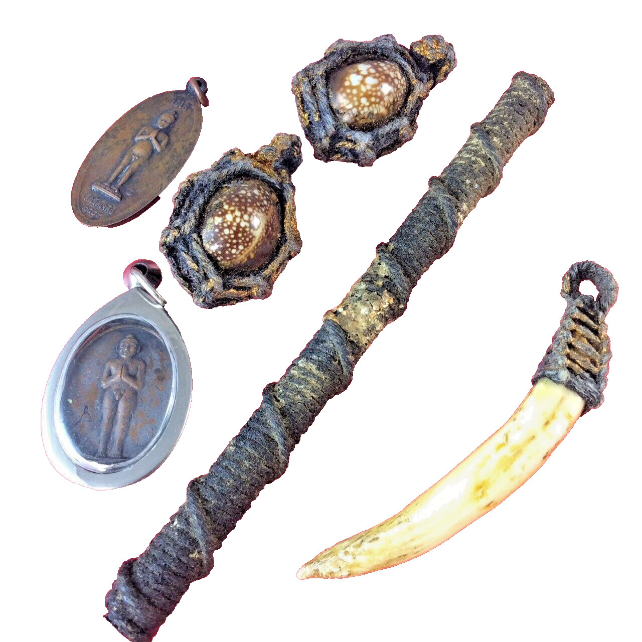 6pcs Thai Buddha Amulet Set Sacred Magic Protective Charm Rare Power Genuine