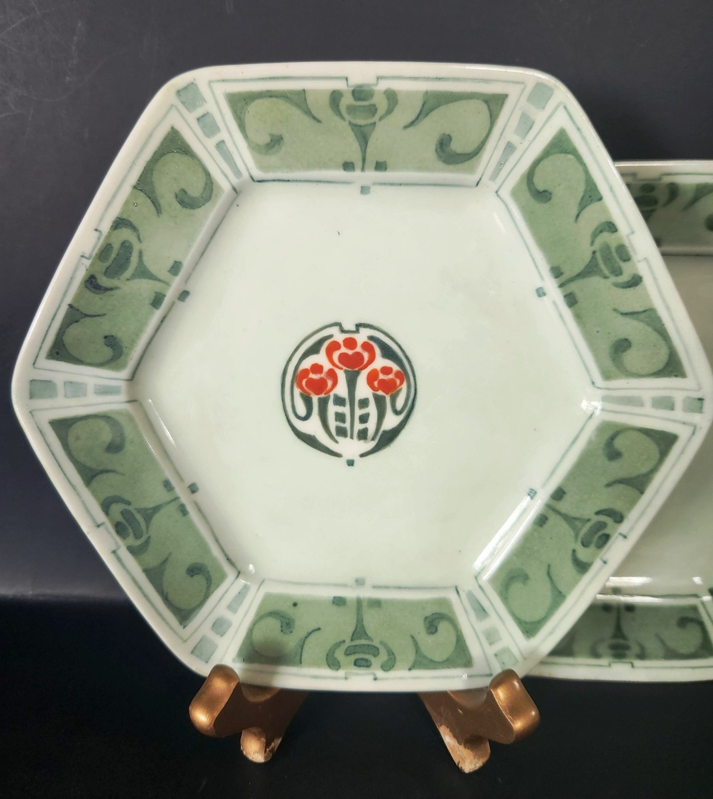Antique Art Nouveau American Belleek CAC Lenox Porcelain Plates, Set of Two