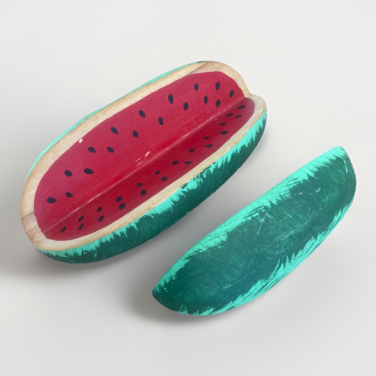 Vintage Watermelon Carved Wood Folk Art Primitive Summertime OOAK – Signed