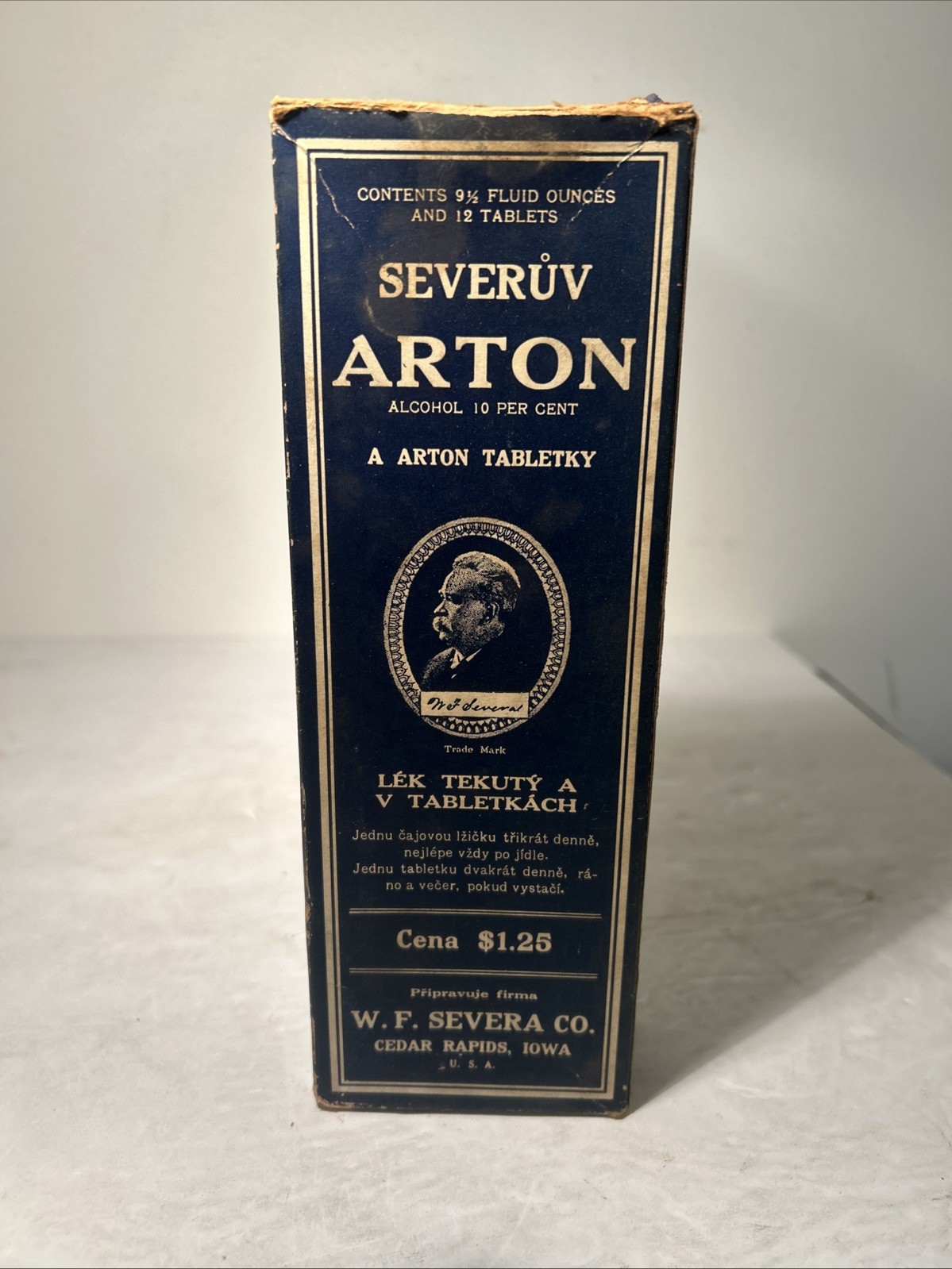 W.F. Severa’s Quack Medicine Bottle, Box ,Tablets and Instructions Cedar Rapids